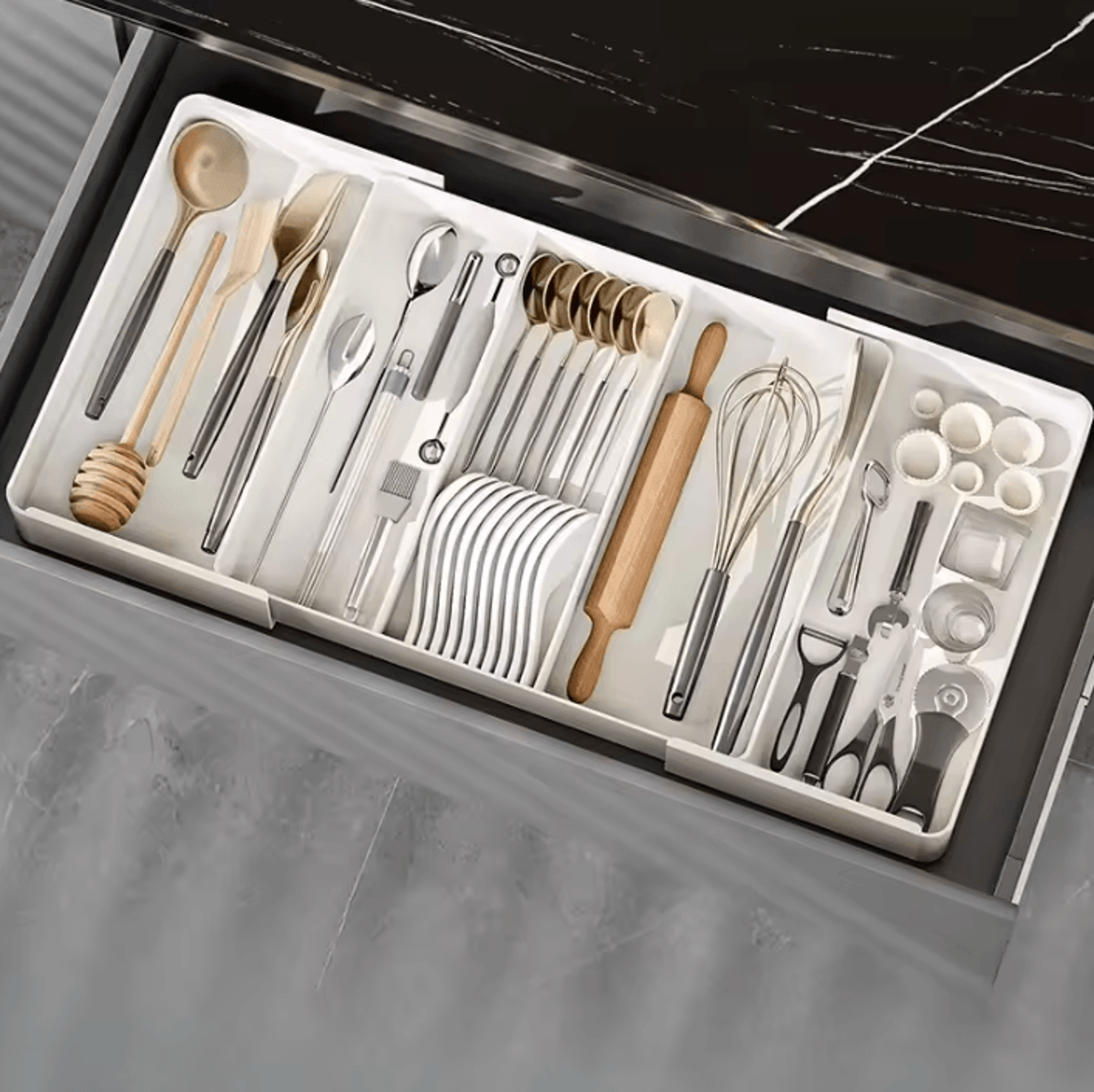 Expandable Kitchen Drawer Organizer Tray For Cutlery  Utensil Storage 3