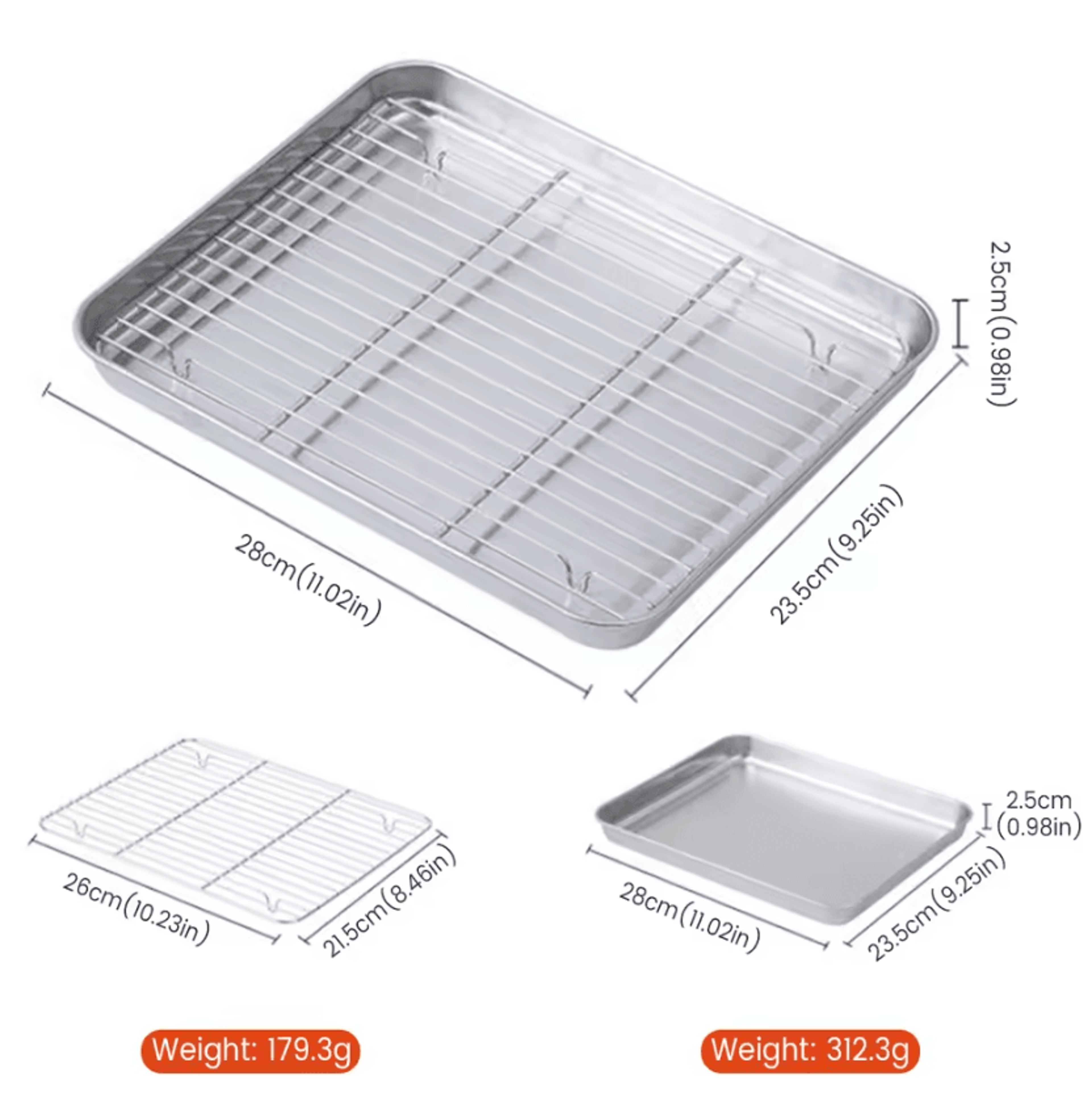 Stainless Steel Baking Sheet  Cooling Rack Set For Roasting Baking  Grilling 5