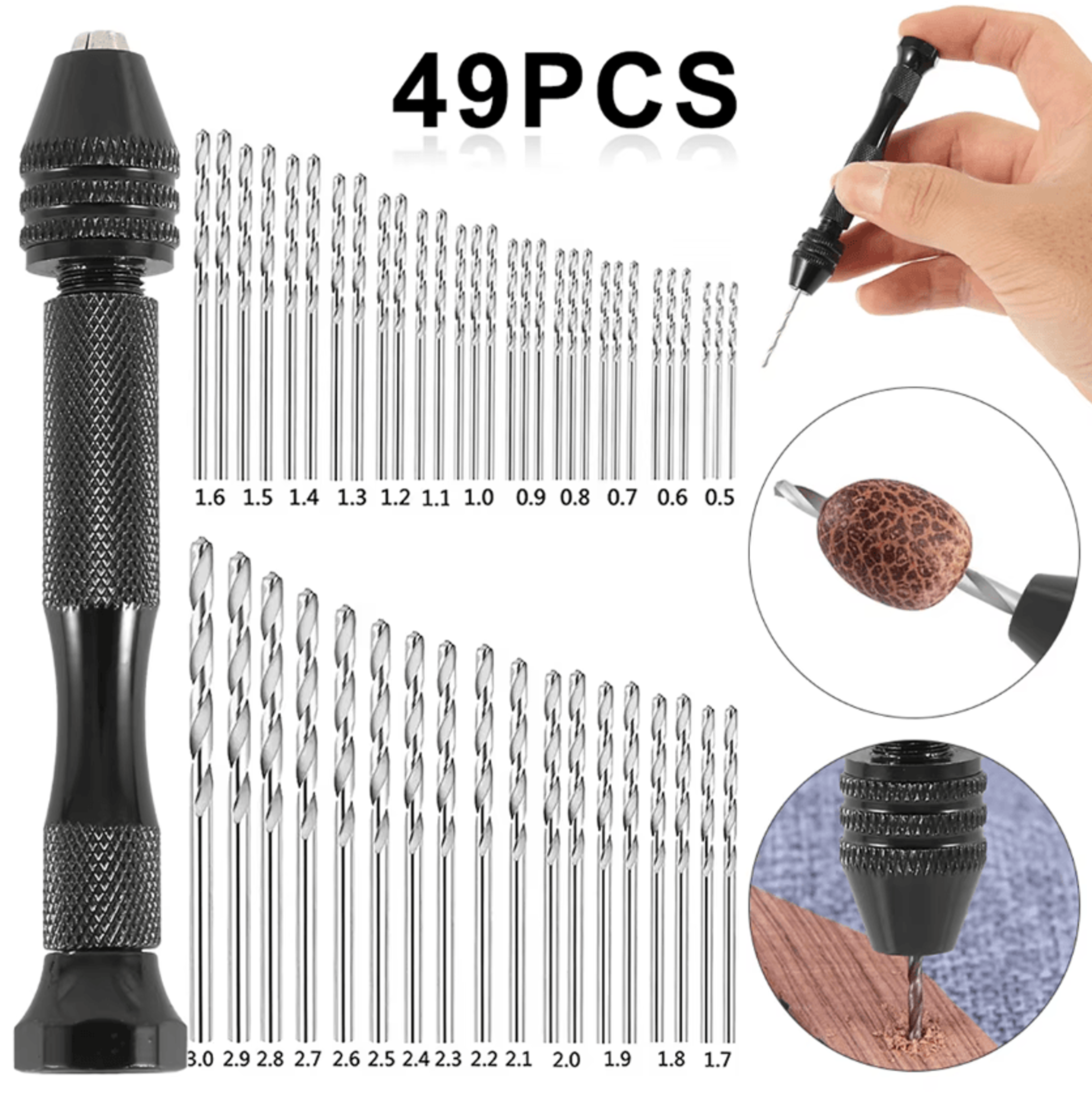 49Piece Precision Hand Drill Set For Jewelry Crafts  DIY Projects 0