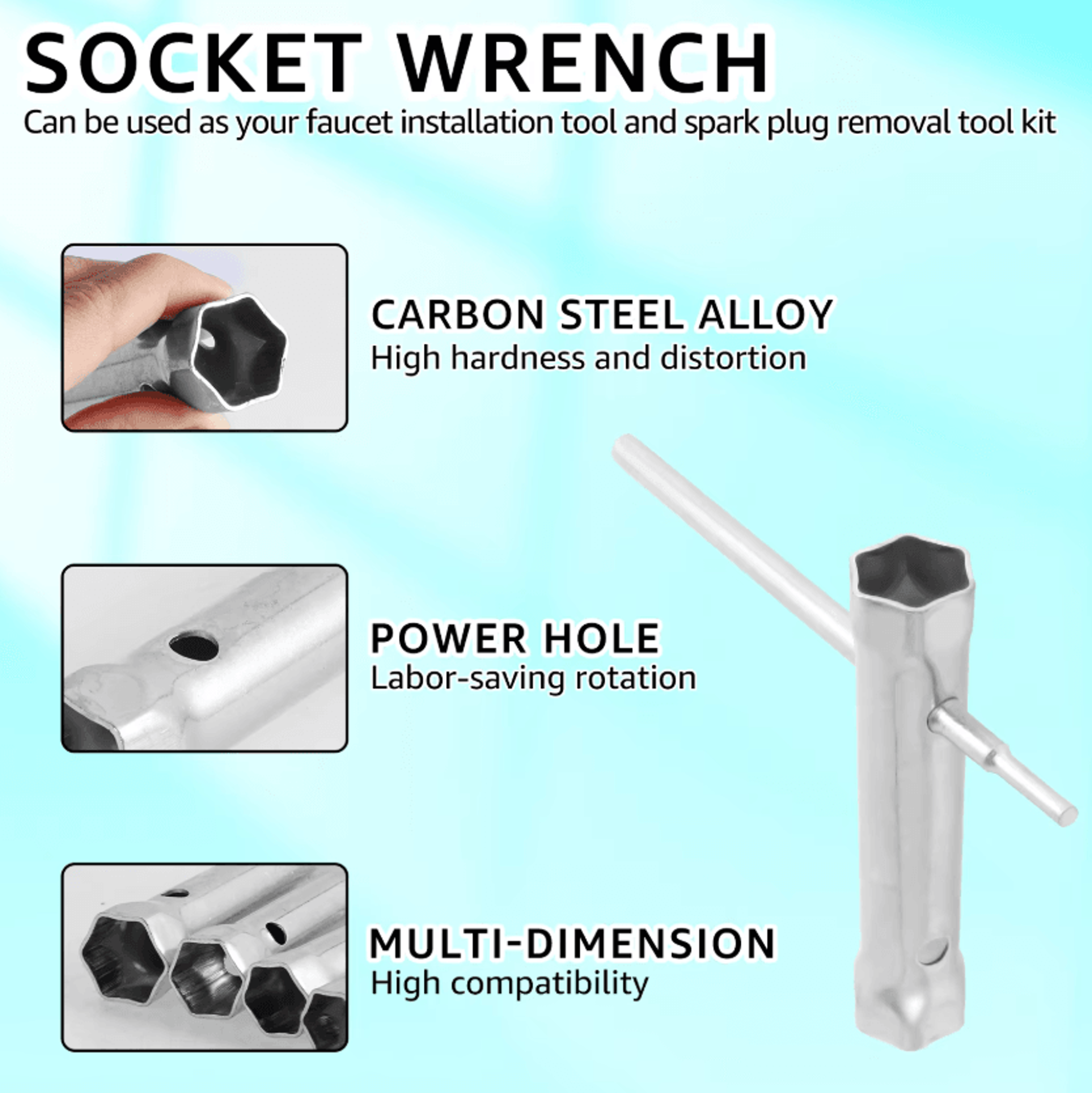 10Piece Plumber Socket Wrench Set For Faucet Valve  Pipe Installation 2
