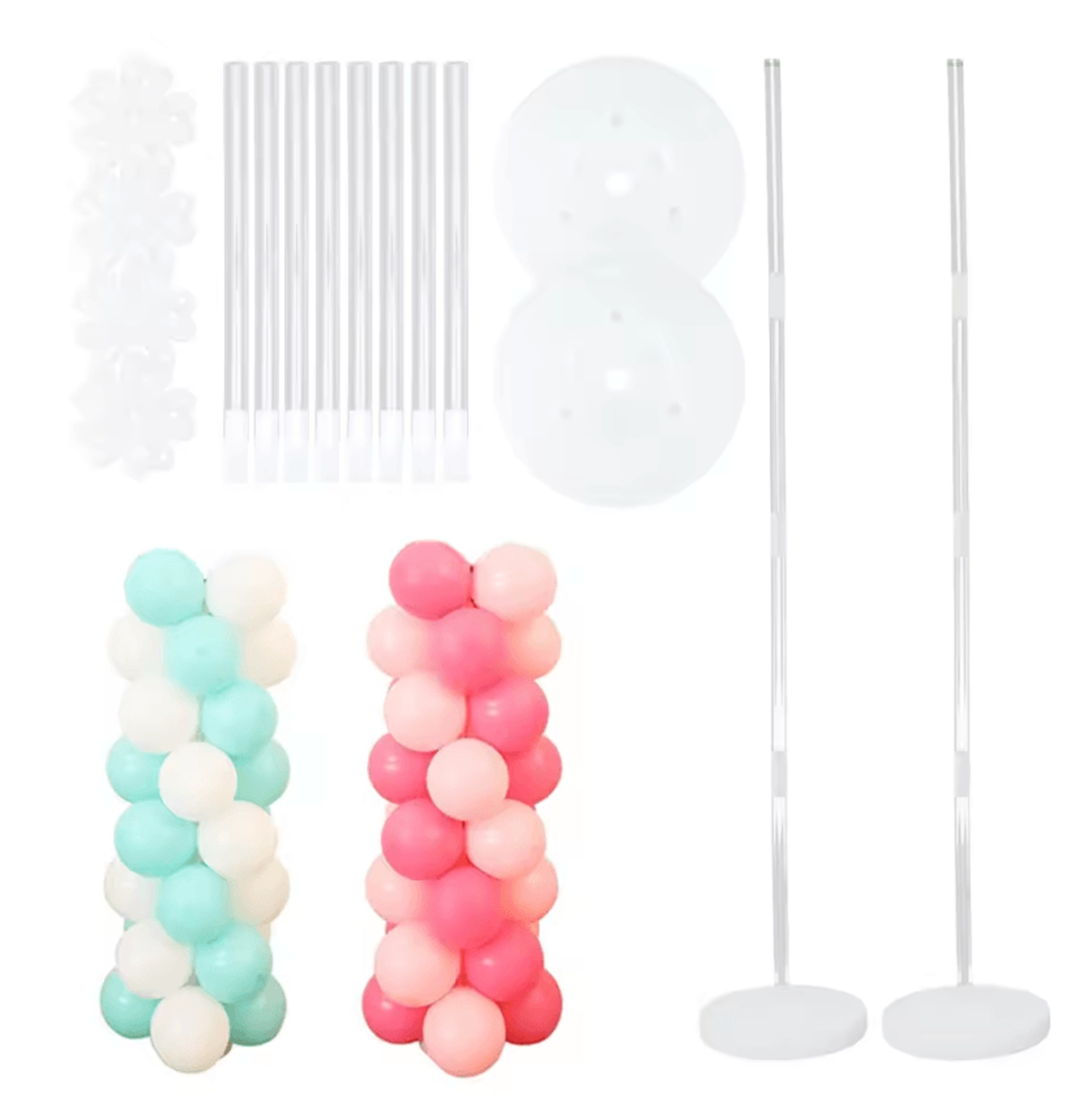 Reusable 2Set Balloon Column Stand Kit 84ft Balloon Tower Stand For Parties  Events 0