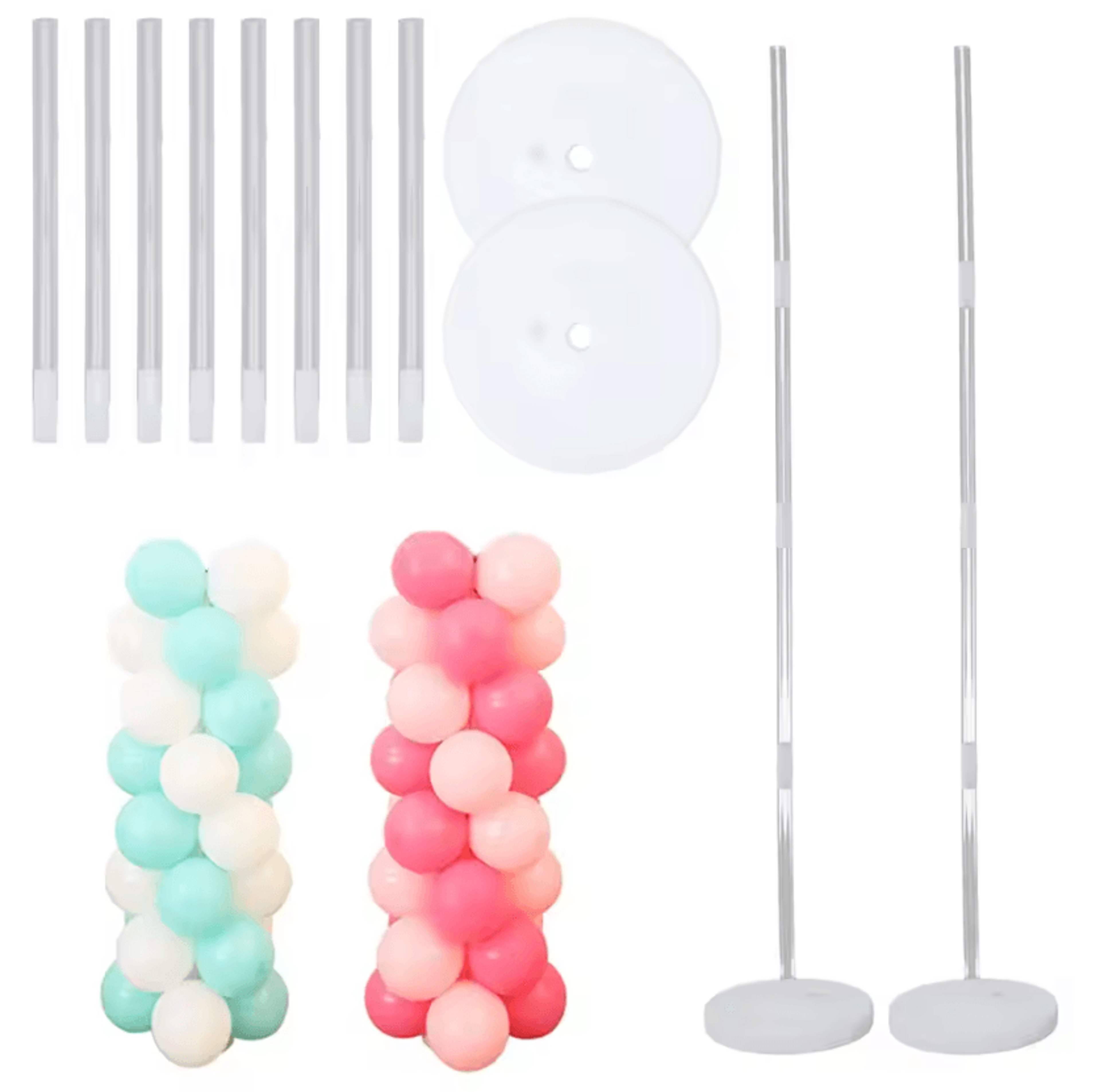 Reusable 2Set Balloon Column Stand Kit 84ft Balloon Tower Stand For Parties  Events 5