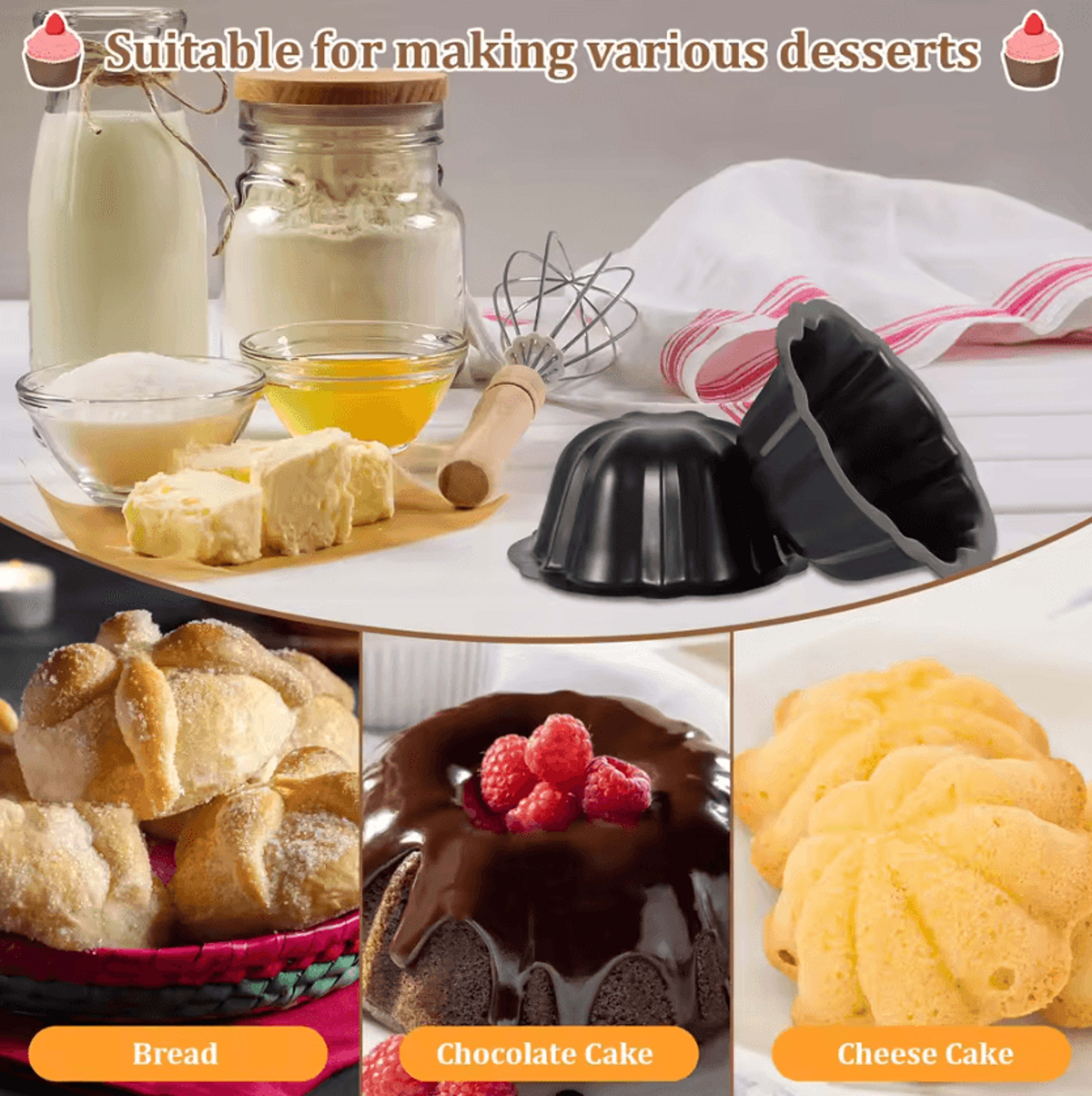 10Piece NonStick Flower Cake Baking Pan Set  Carbon Steel Mini Cake Molds For Baking 3