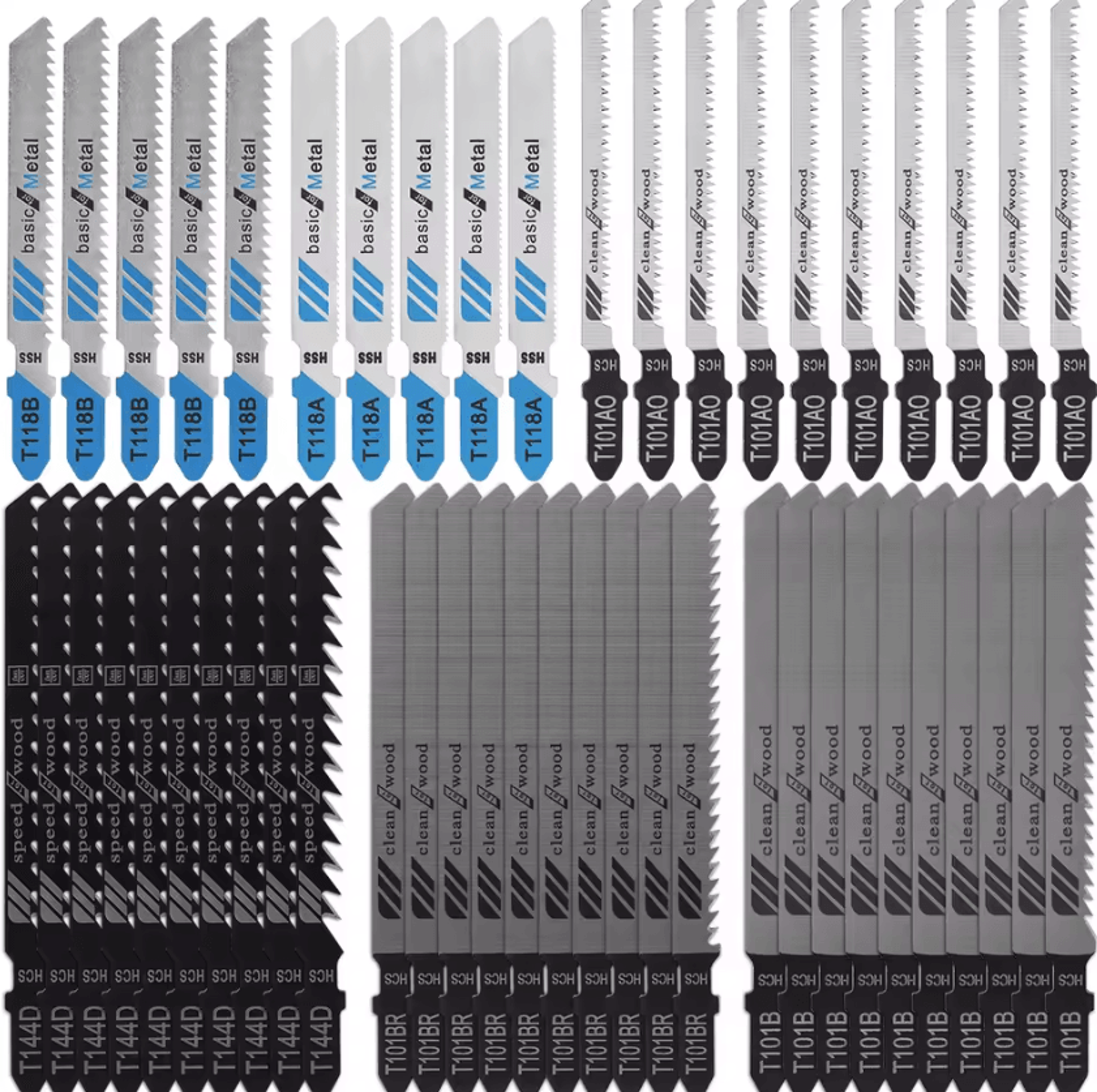 Professional TShank Jigsaw Blades HCS Assorted Wood Plastic  Metal Cutting Set 5