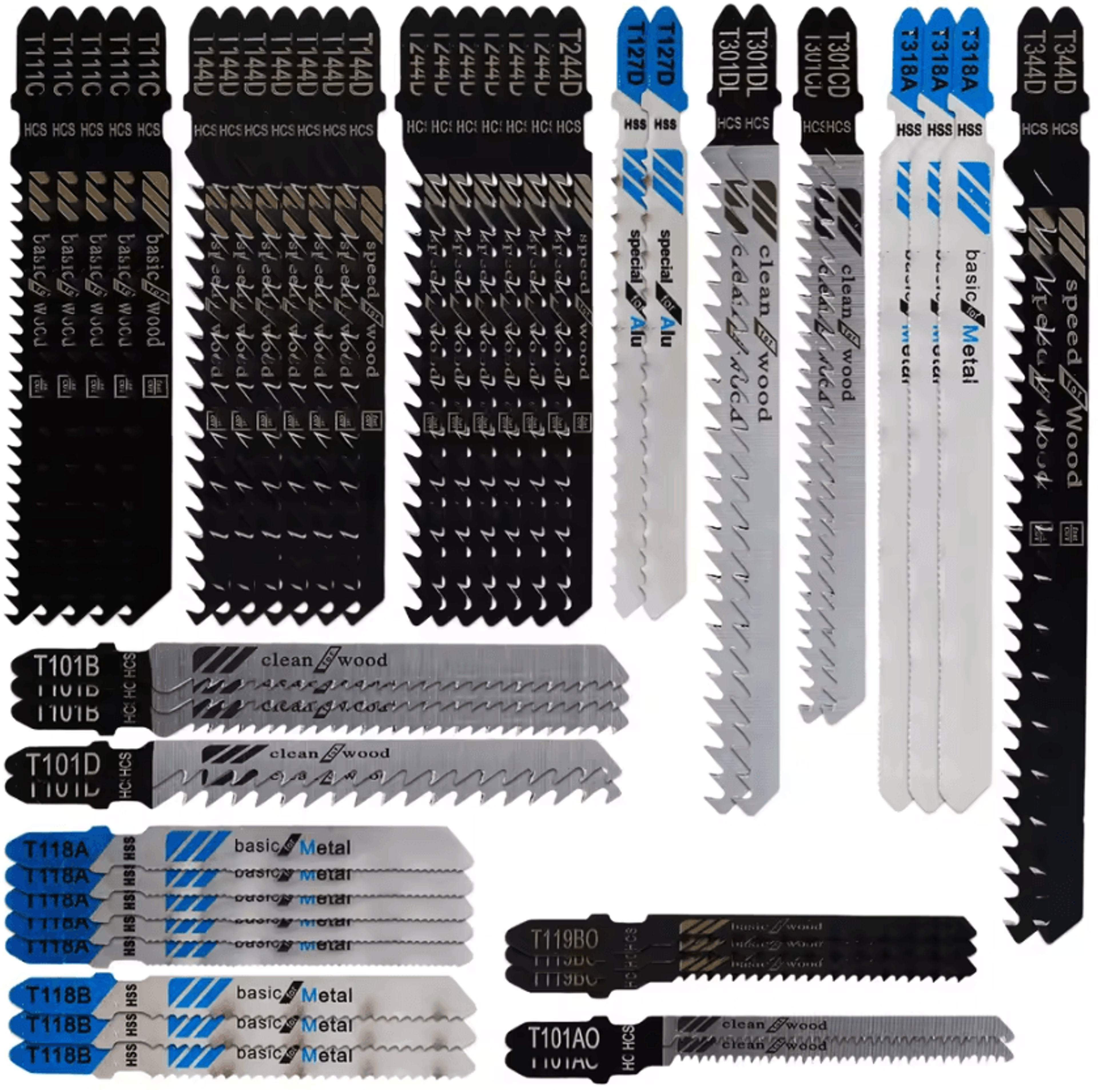 Professional TShank Jigsaw Blades HCS Assorted Wood Plastic  Metal Cutting Set 6