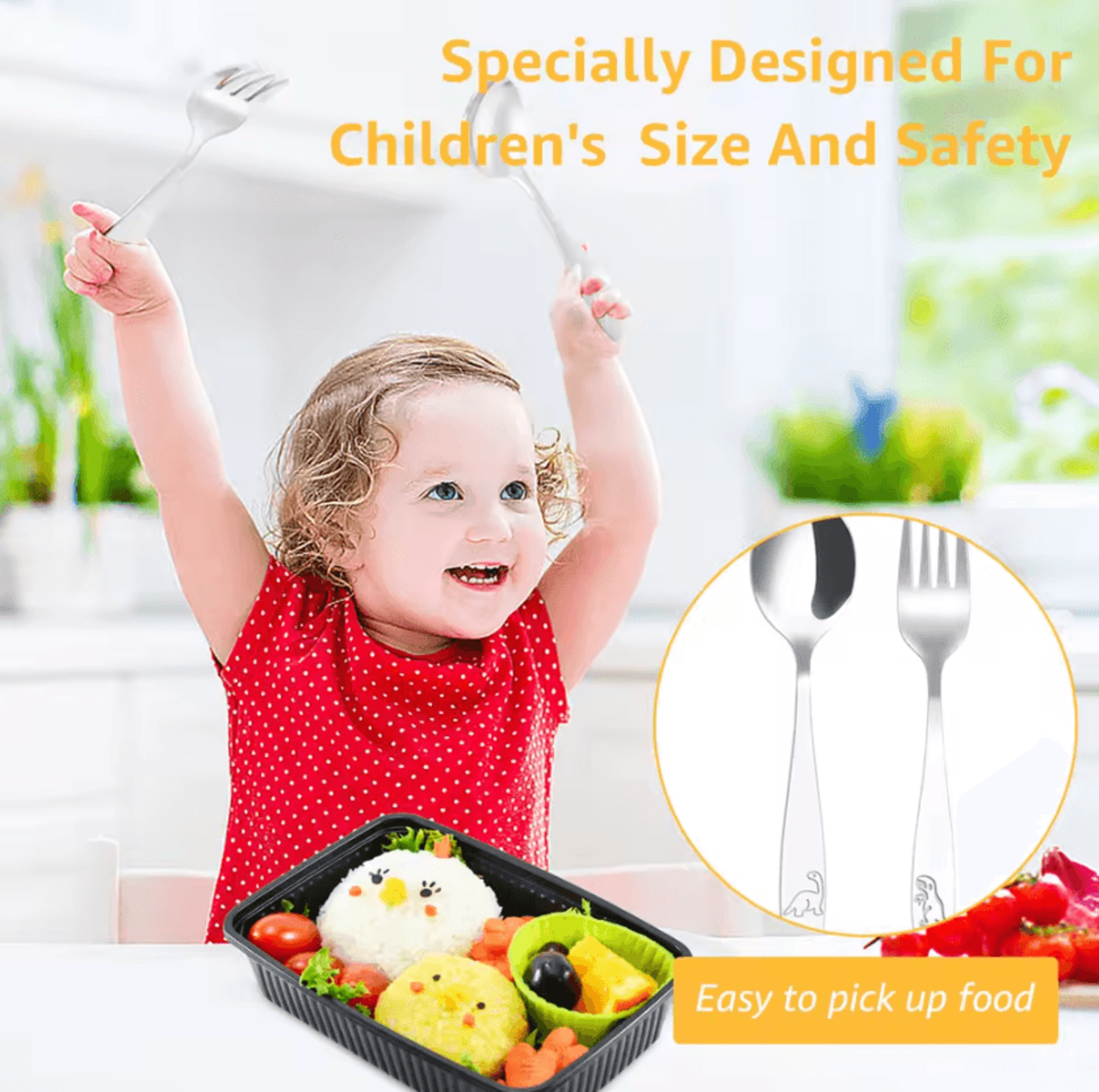 Stainless Steel Toddler Silverware Set Kids Spoon  Fork Utensil Set 1020 Pieces 4