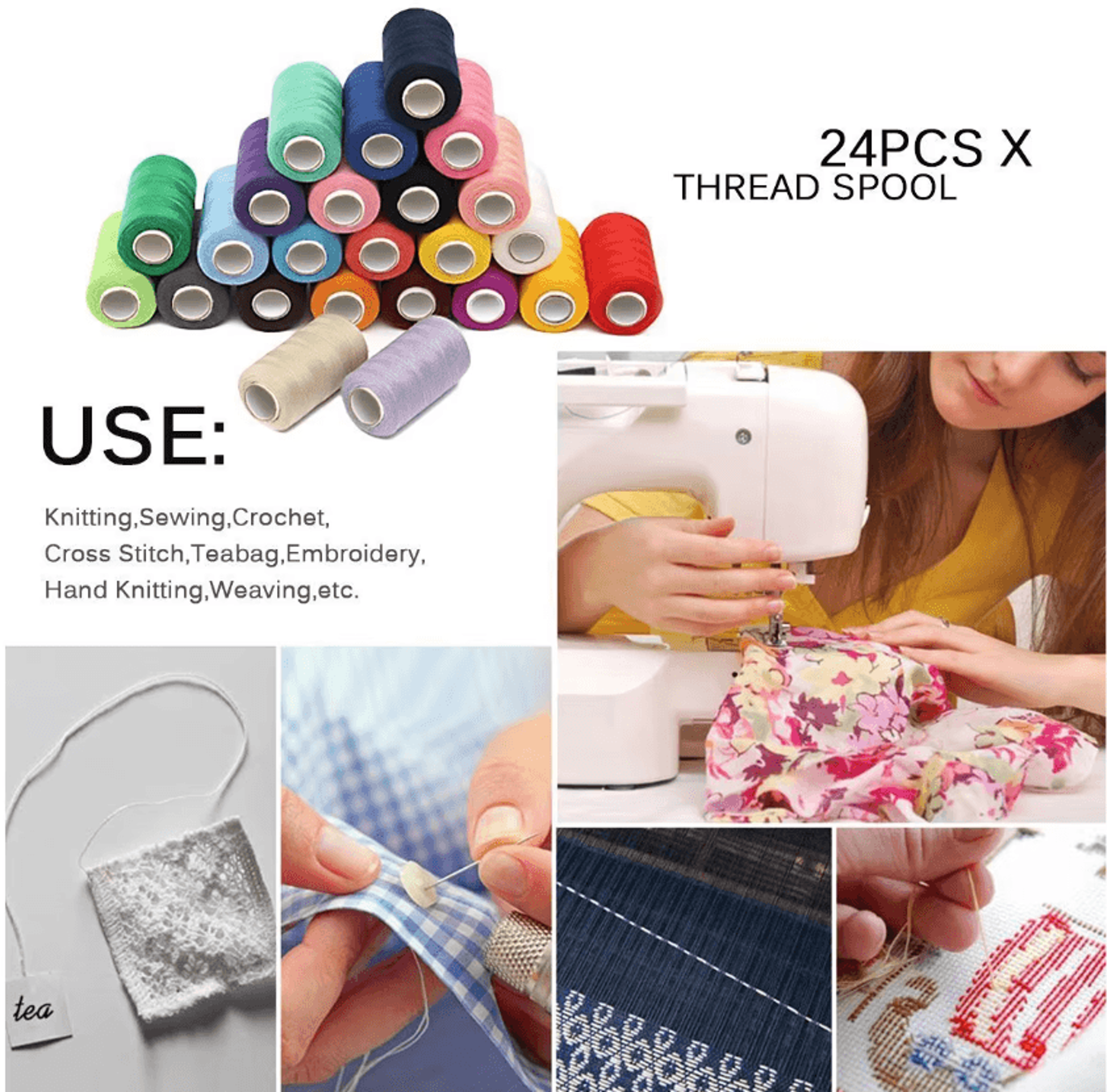 Colorful Sewing Thread Kit Assorted Polyester Bobbins  Spools For Hand And Machine Sewing 4