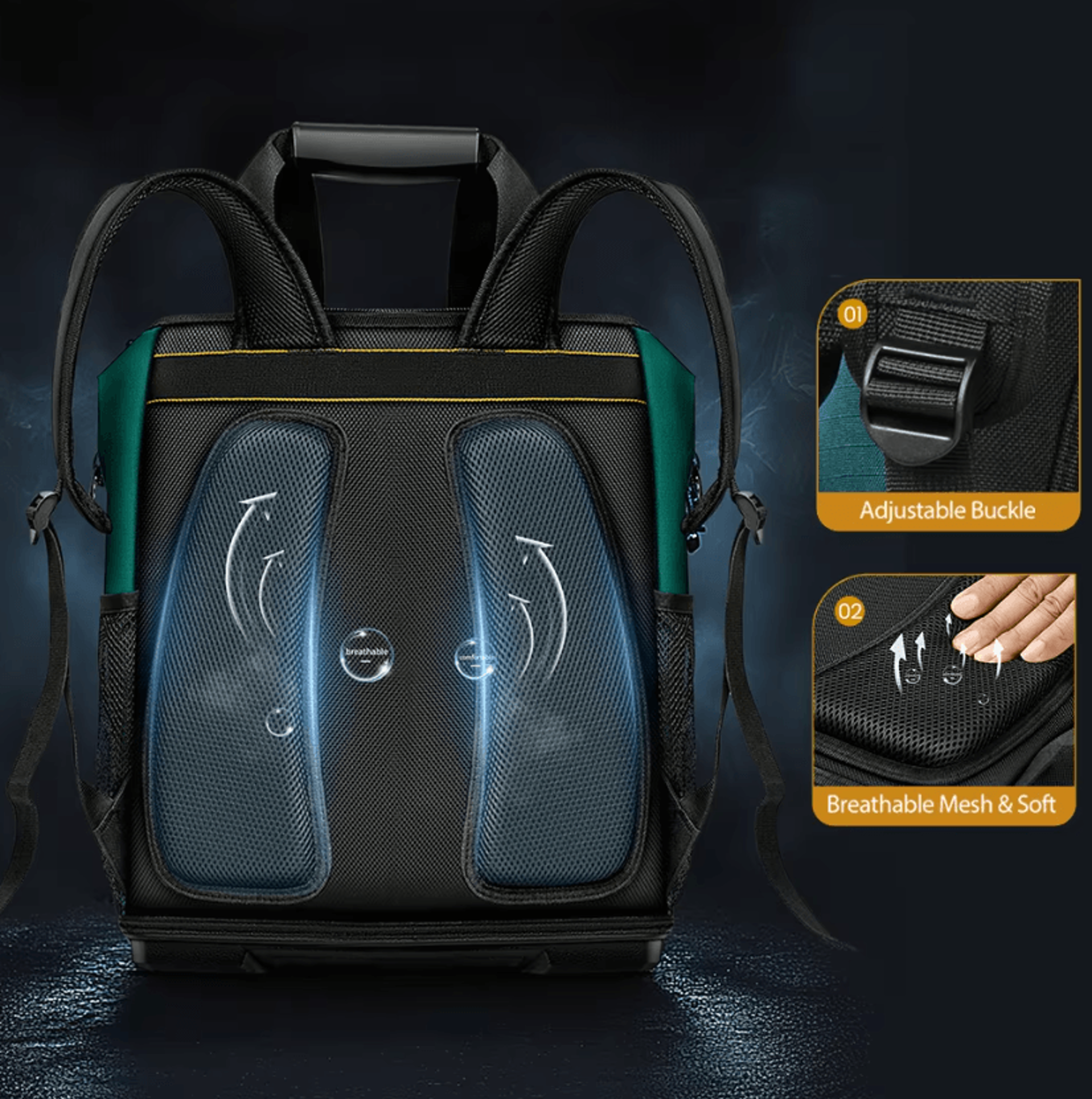 Heavy Duty Tool Backpack With Multiple Pockets Large Capacity Tool Storage Backpack With Rubber Bas 2