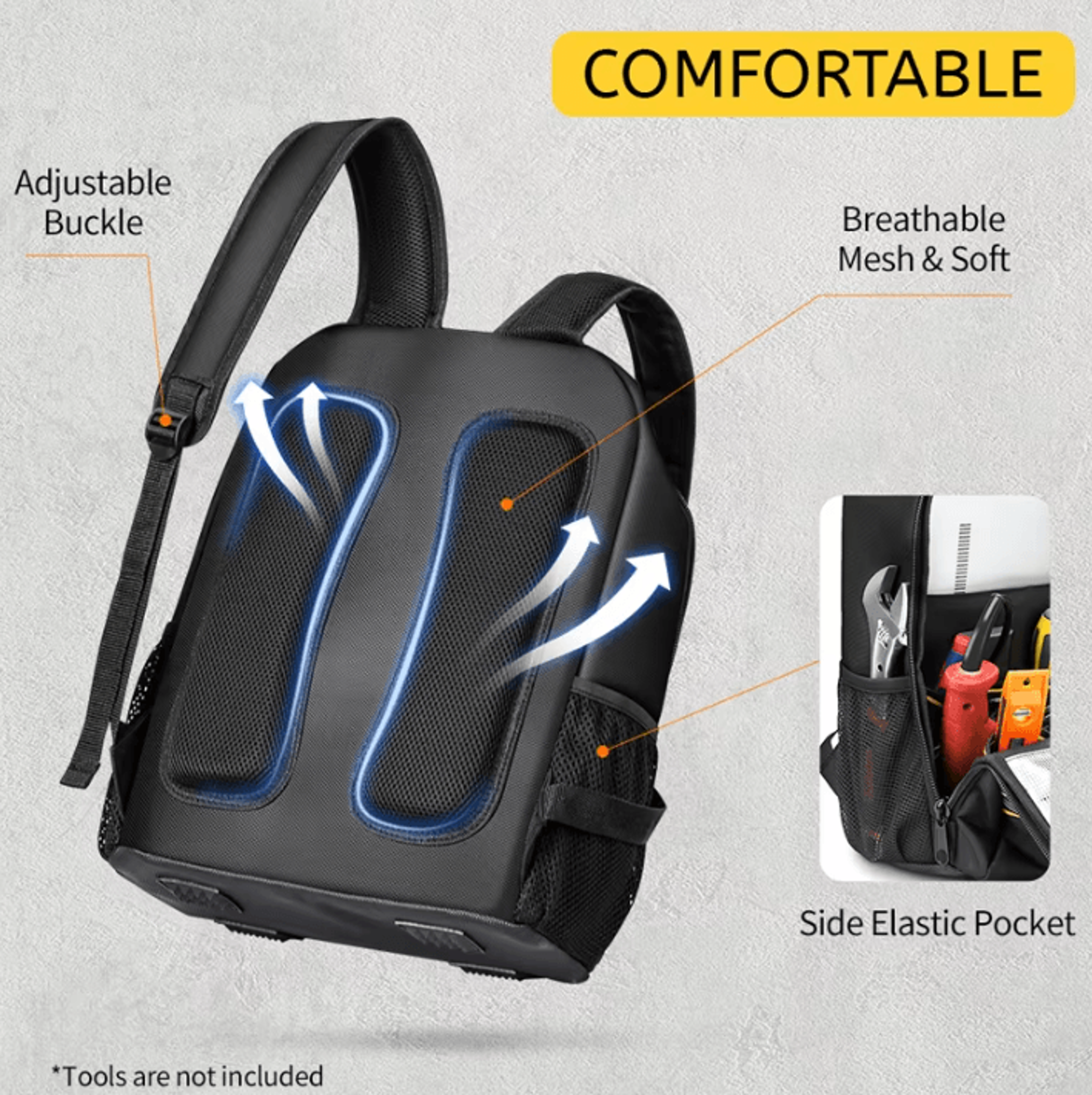 Heavy Duty Tool Backpack With Shoulder Strap And Multi Tool Storage 3