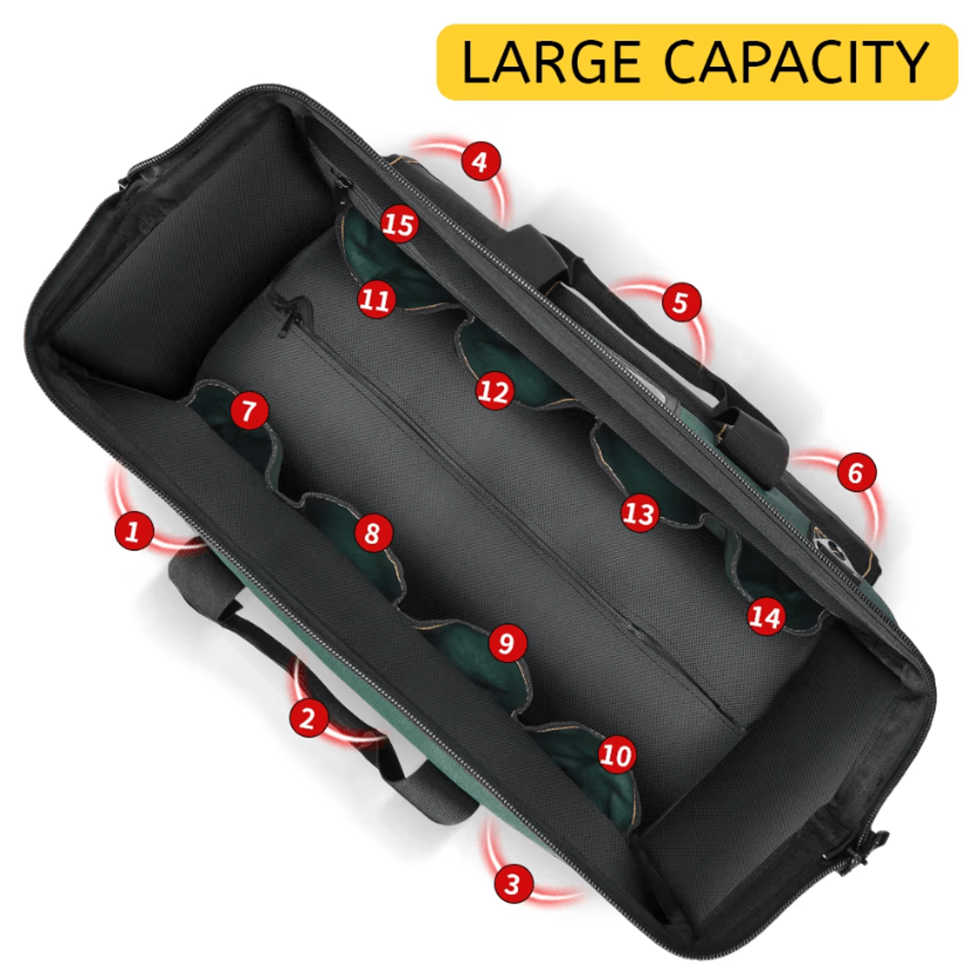 Heavy Duty Rolling Tool Bag With Wheels And Pull Rod For Electricians And Contractors 2