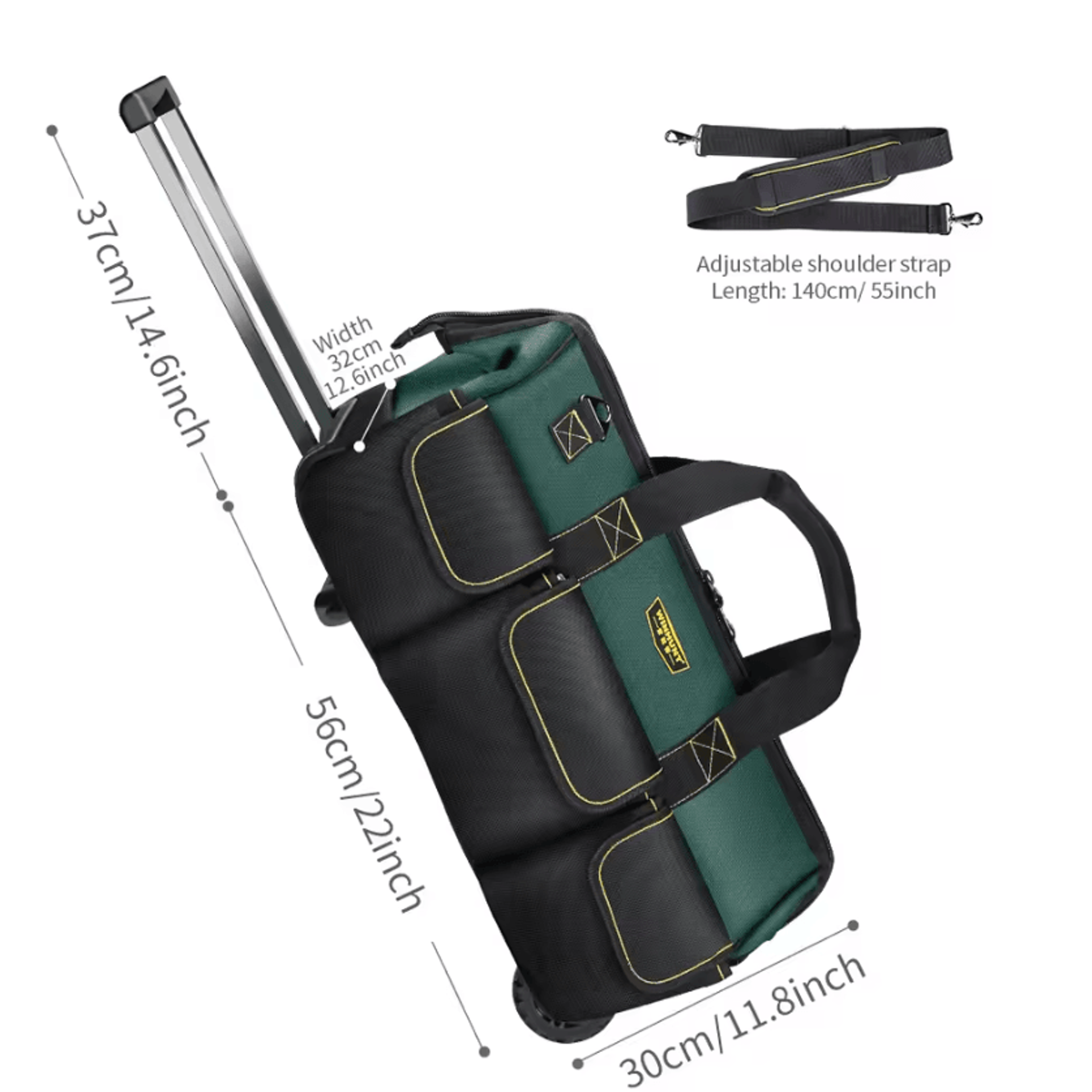 Heavy Duty Rolling Tool Bag With Wheels And Pull Rod For Electricians And Contractors 5
