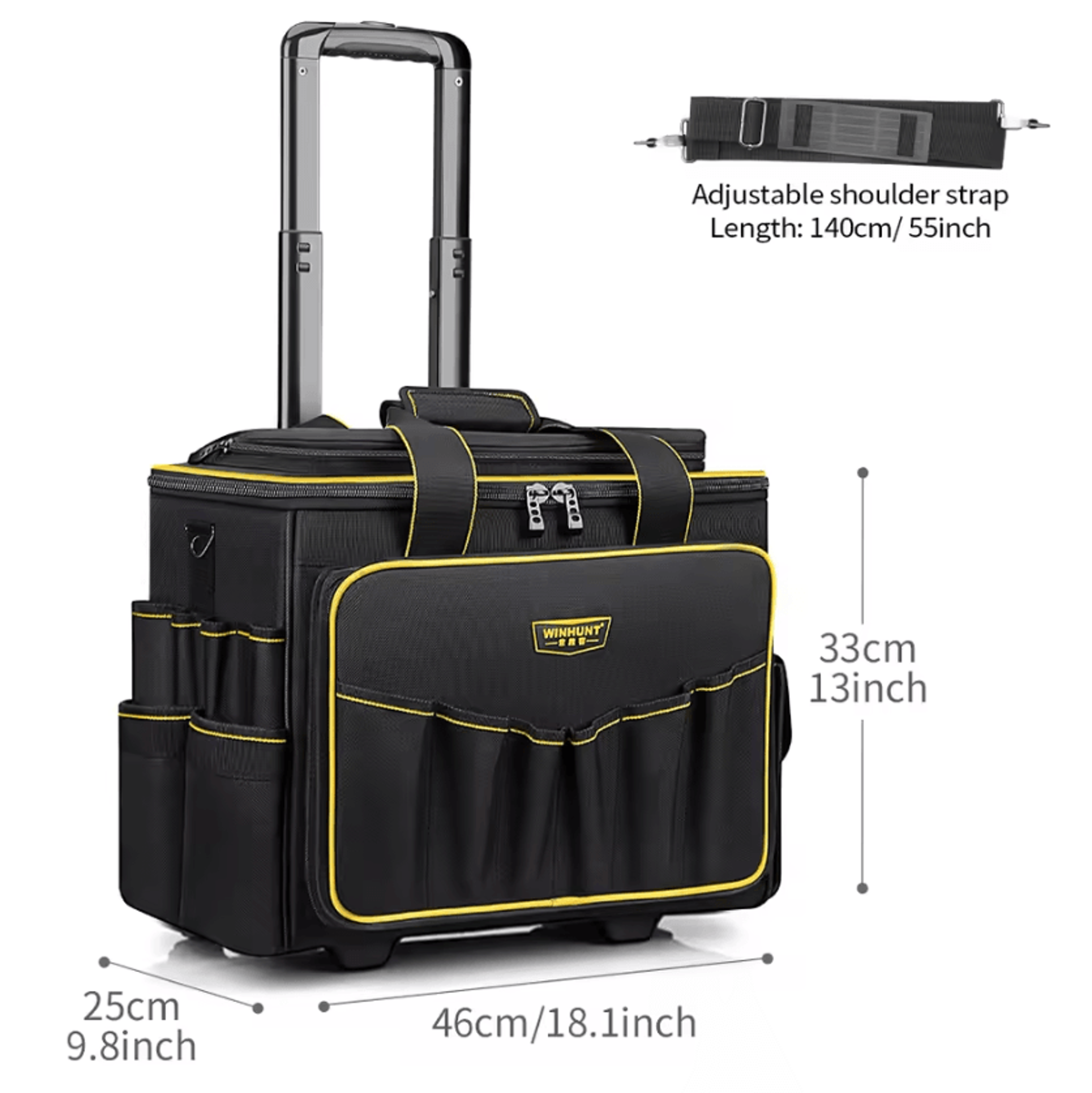 WINHUNT Rolling Tool Bag With Telescoping Handle And Heavy Duty Wheels 4