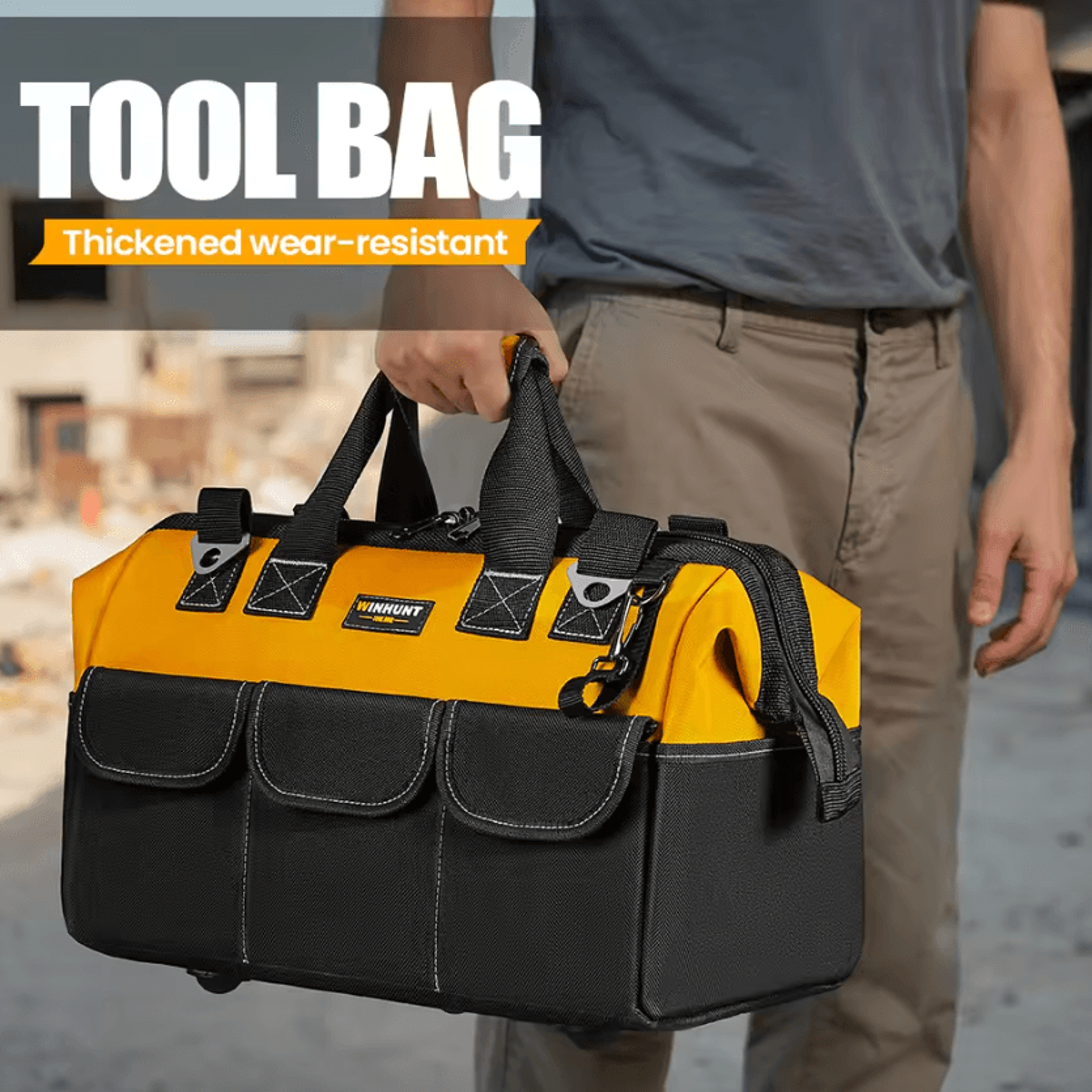 Heavy Duty 14 Pocket Tool Bag With Adjustable Shoulder Strap 2