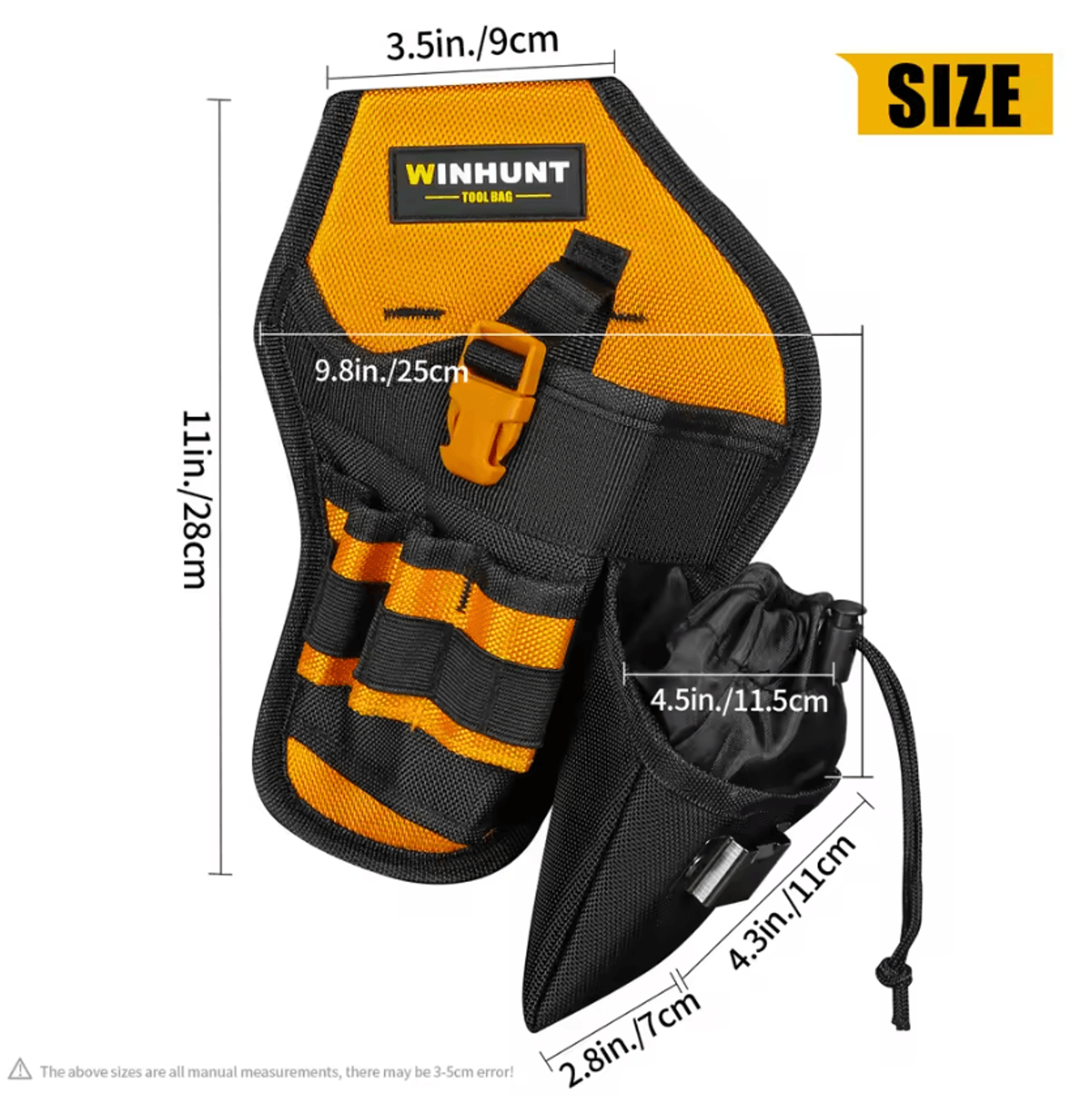 Heavy Duty Drill Holster With Bit Pouch  Adjustable Impact Driver Holster For Tool Belt 4