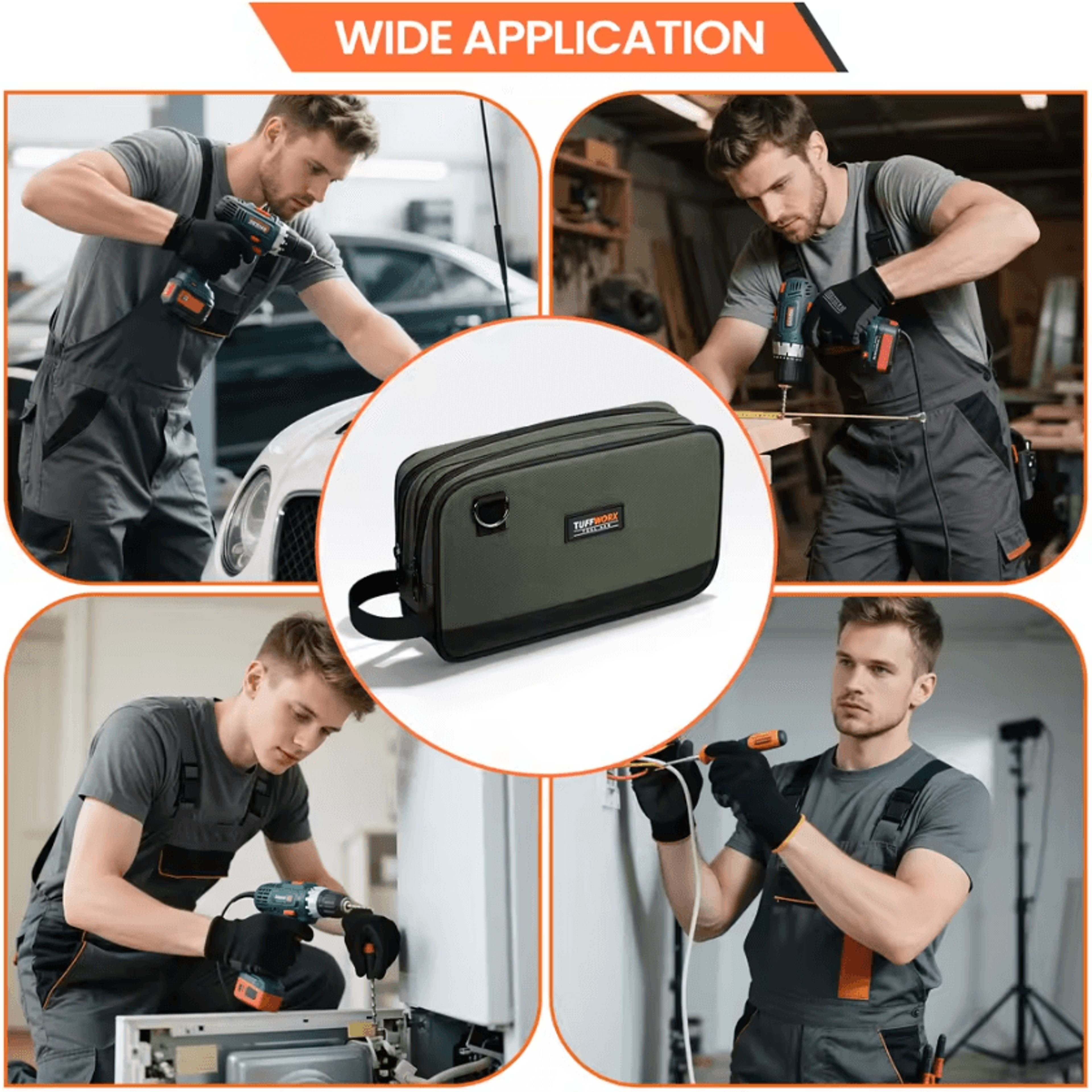 Dual Compartment Tool Bag  Gray And Black Tool Storage Pouch For Repairs Maintenance And DIY Work 0