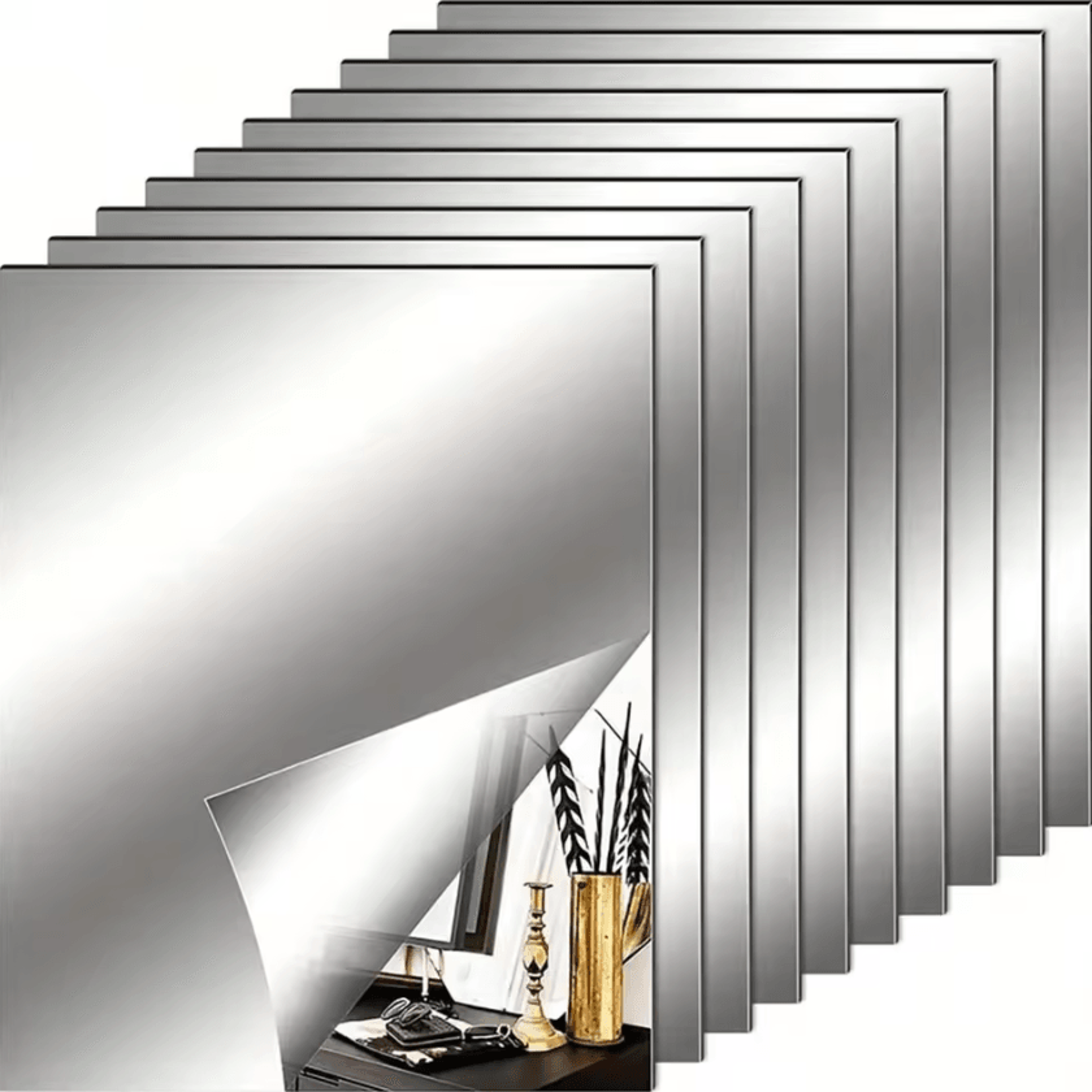 Self Adhesive Acrylic Mirror Wall Stickers Flexible Decorative Mirror Tiles For Home Decor 0