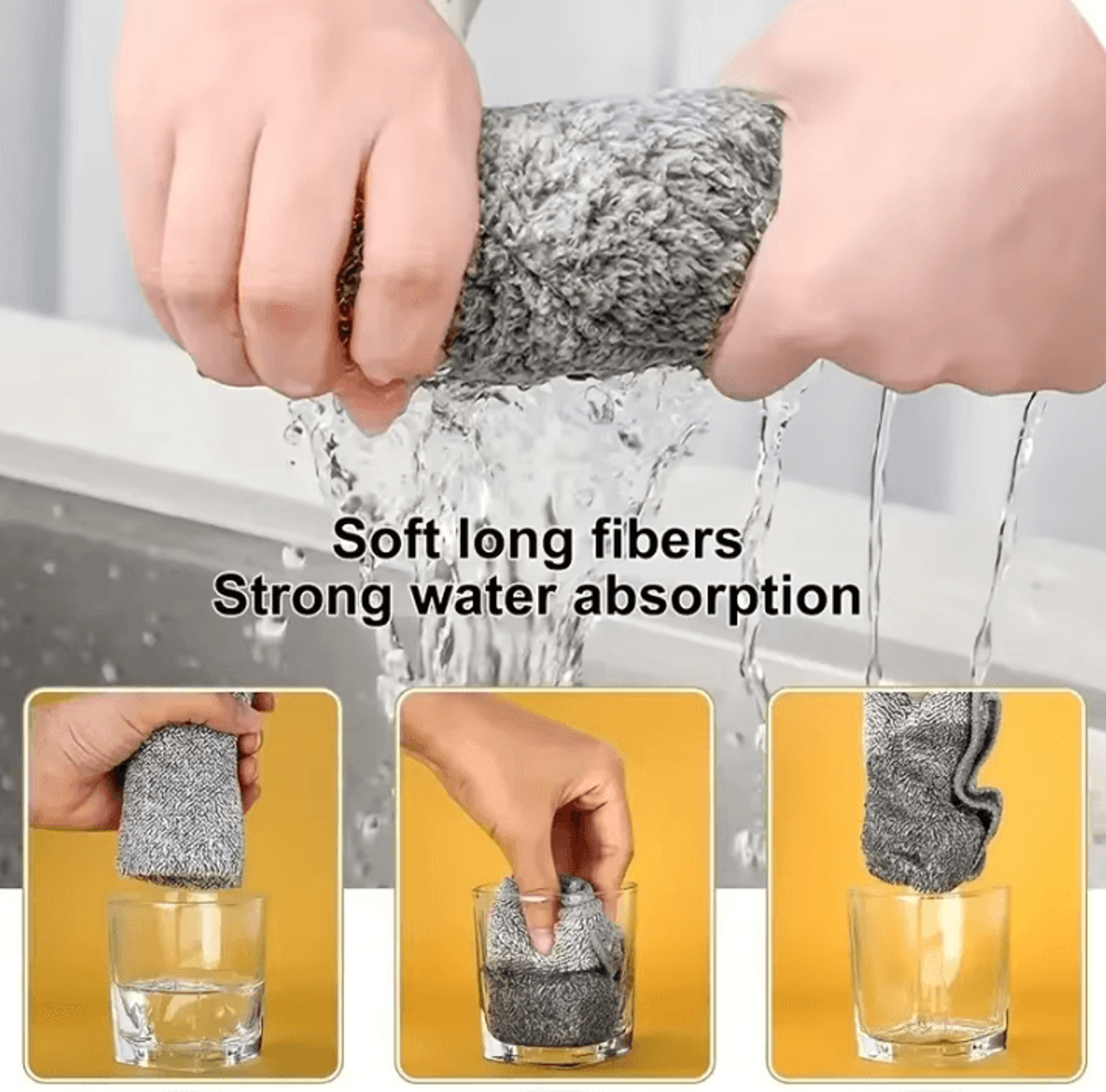 Bamboo Charcoal Microfiber Dish Cloths Super Absorbent Kitchen Cleaning Towels 1