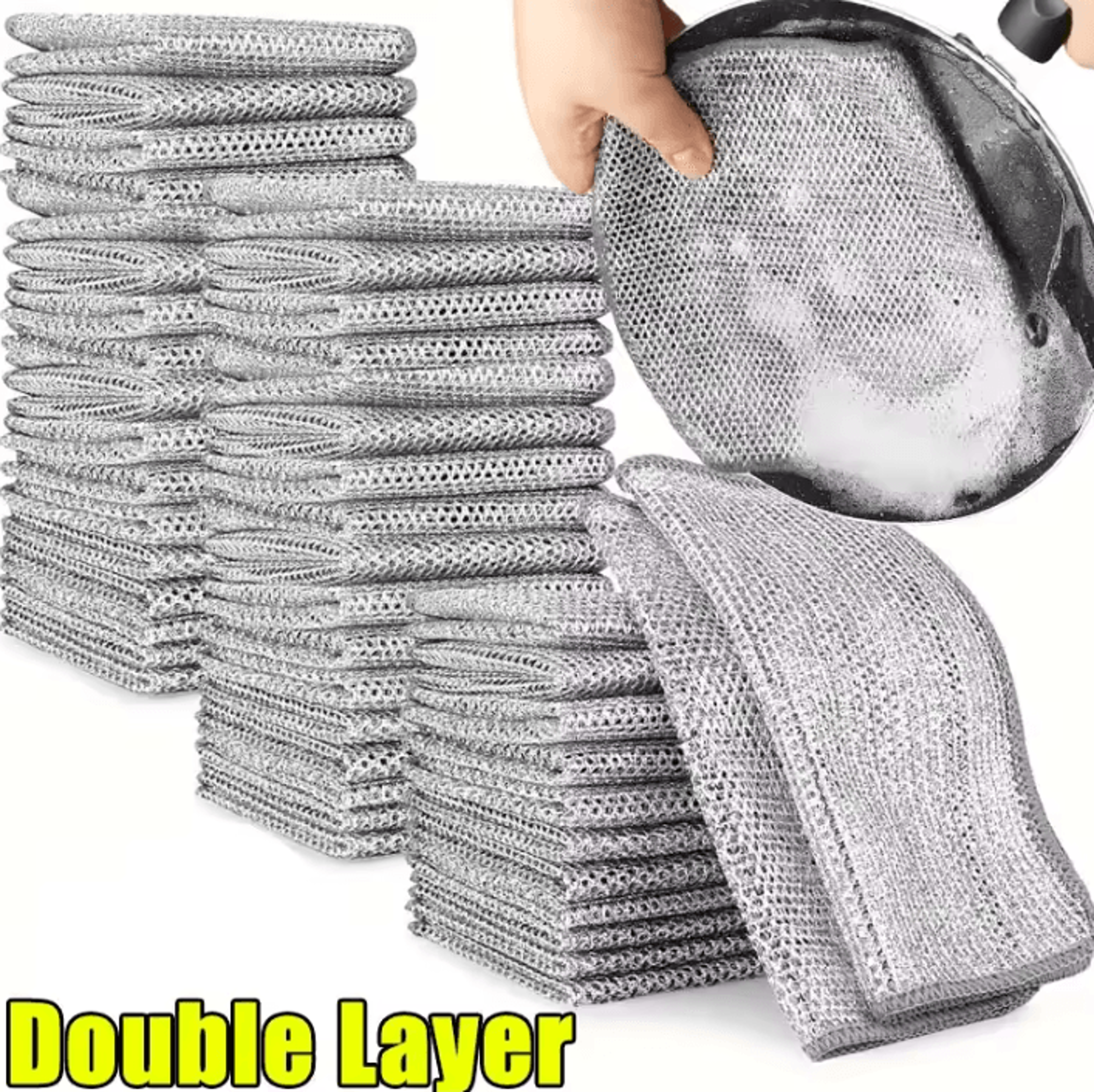 Magic Double Sided Steel Wire Cleaning Cloth Non Scratch Kitchen Dish And Pot Scrubbing Rag 3
