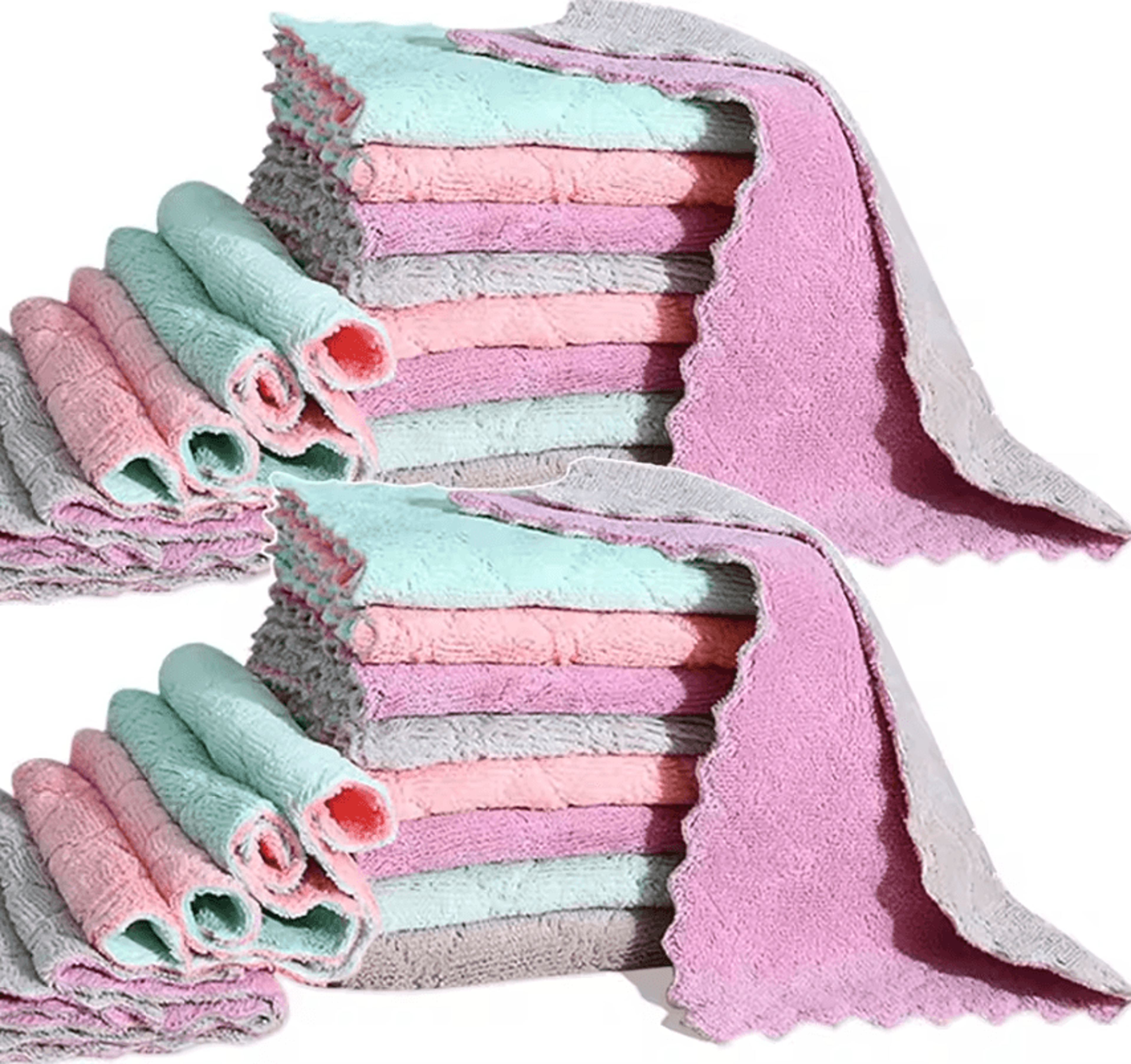 Super Absorbent Microfiber Kitchen Cleaning Cloth Double Layer Dish Towel For Oil And Grease 1