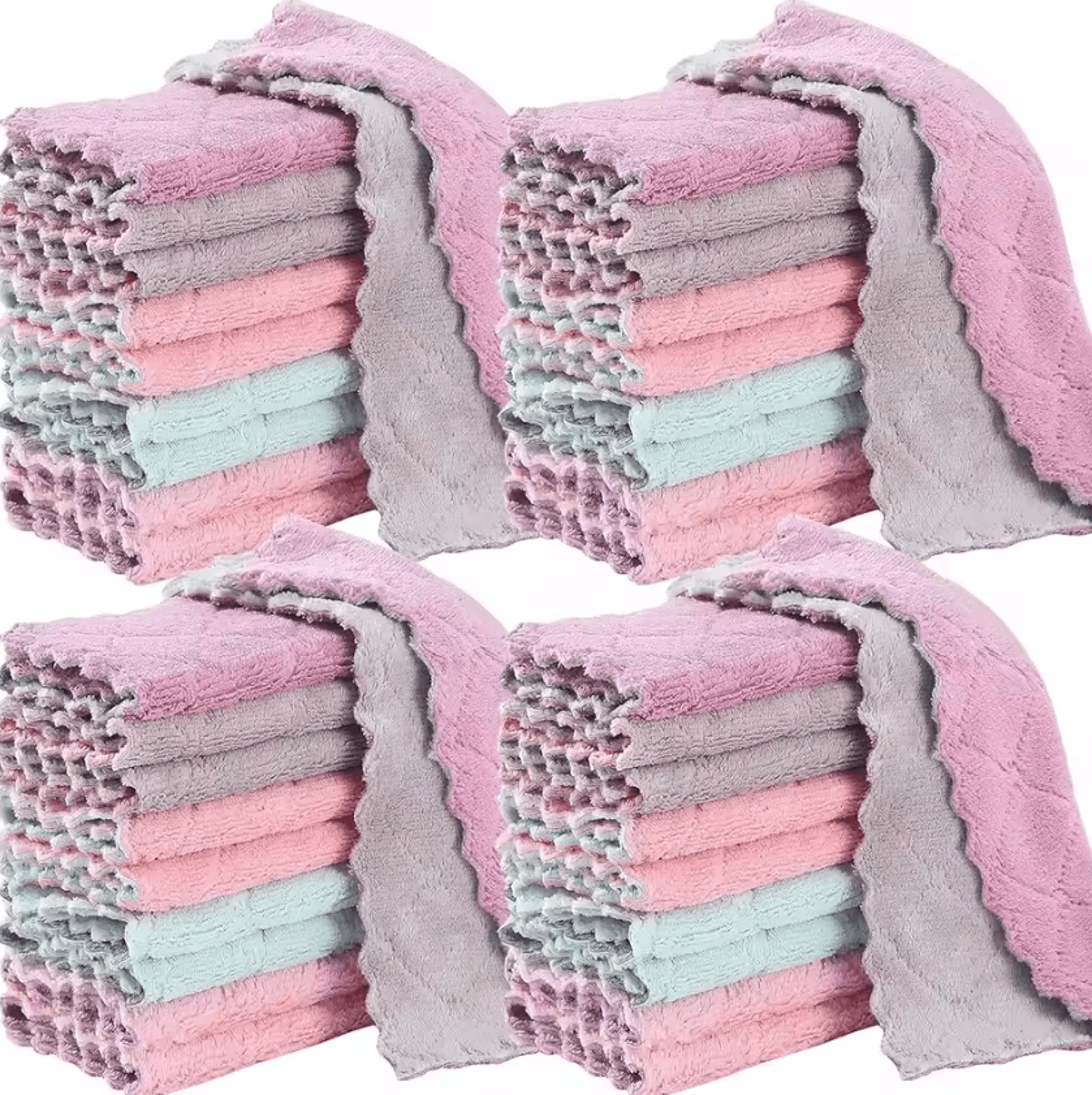 Super Absorbent Microfiber Kitchen Cleaning Cloth Double Layer Dish Towel For Oil And Grease 5