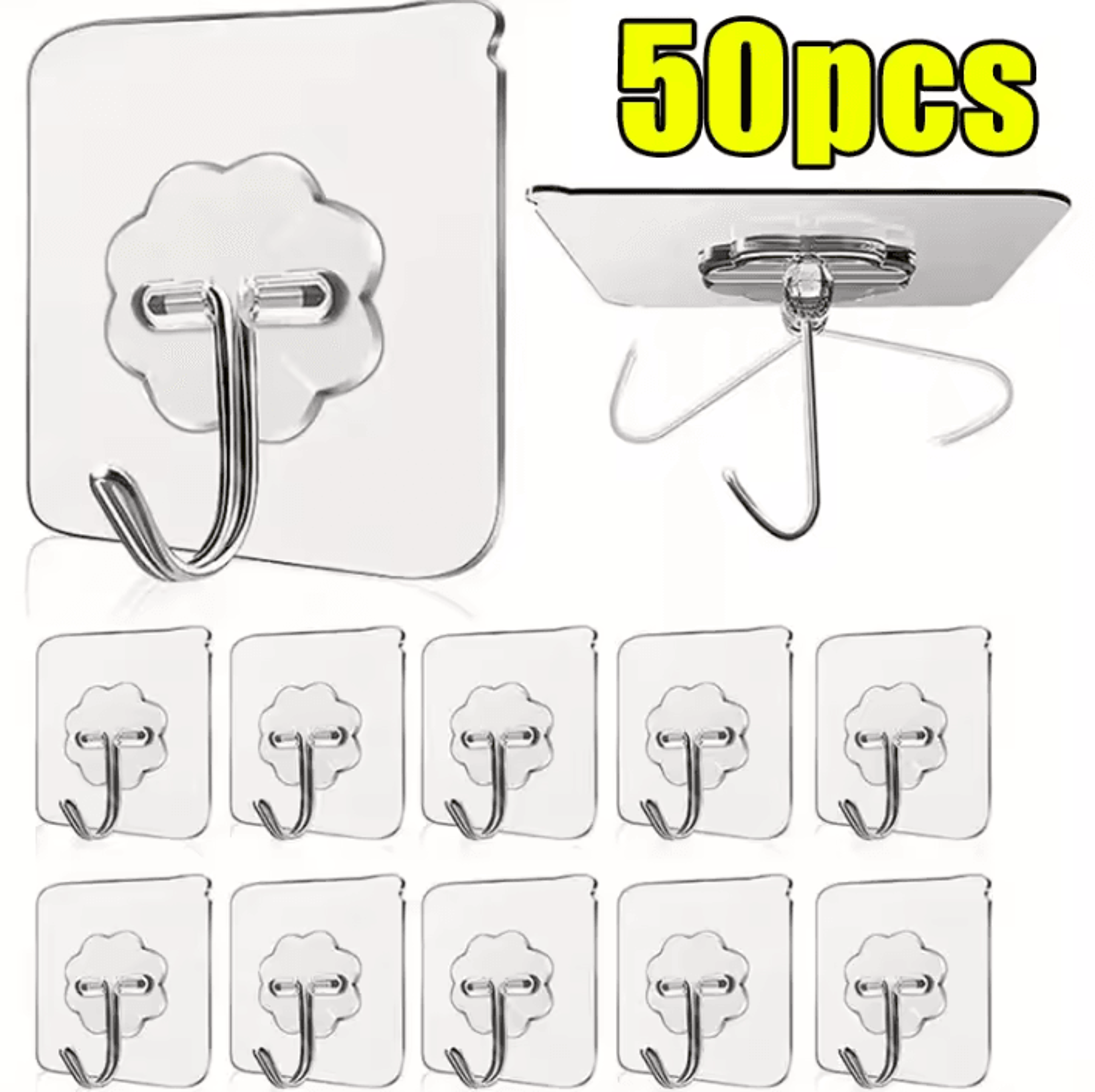 Heavy Duty Self Adhesive Wall Hooks Transparent Sticky Hooks For Kitchen Bathroom Key And Towel Hol 6