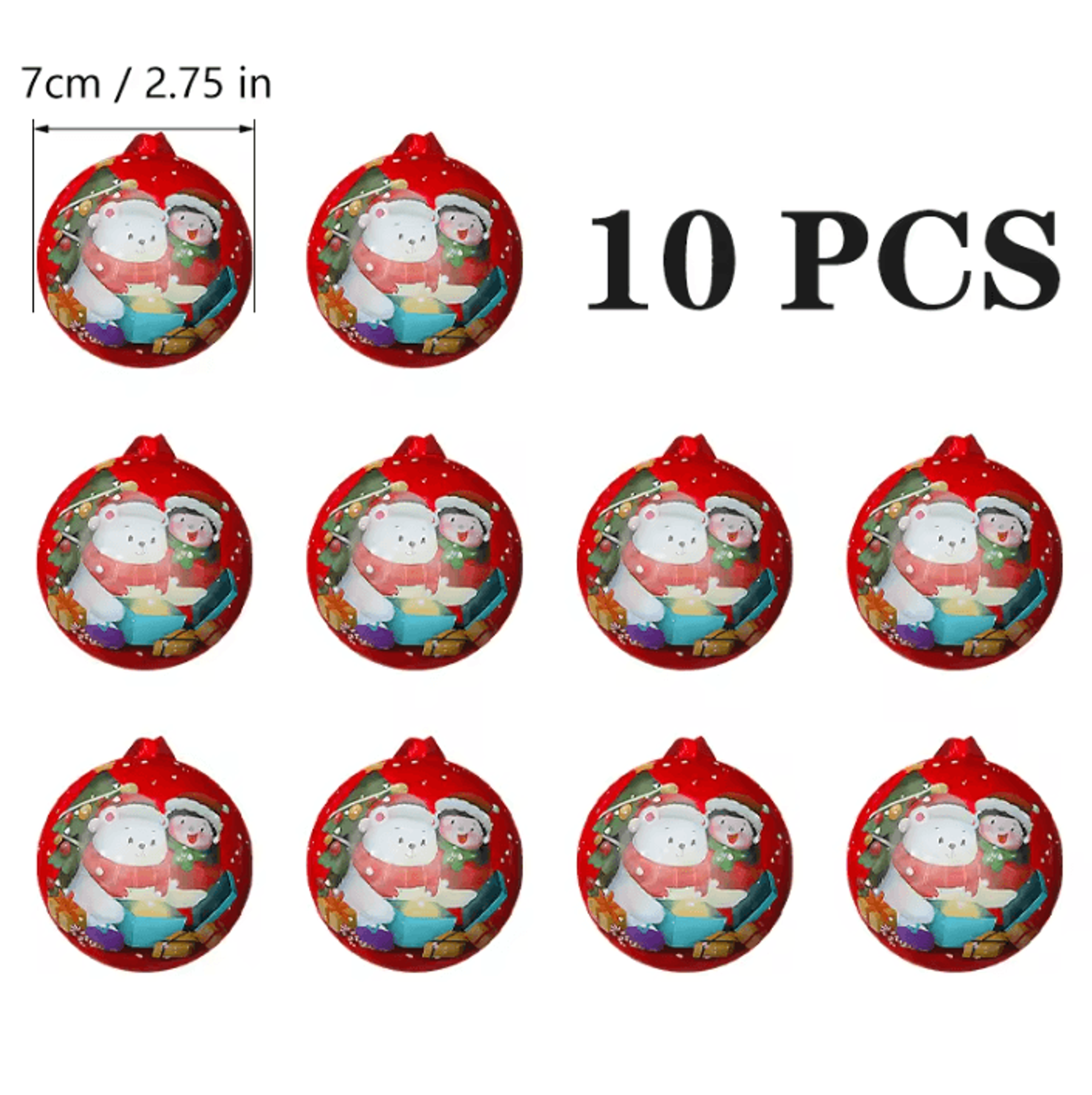 Christmas Ball Candy Gift Boxes Hanging Ornament Tin Storage Containers Set Of 10 5
