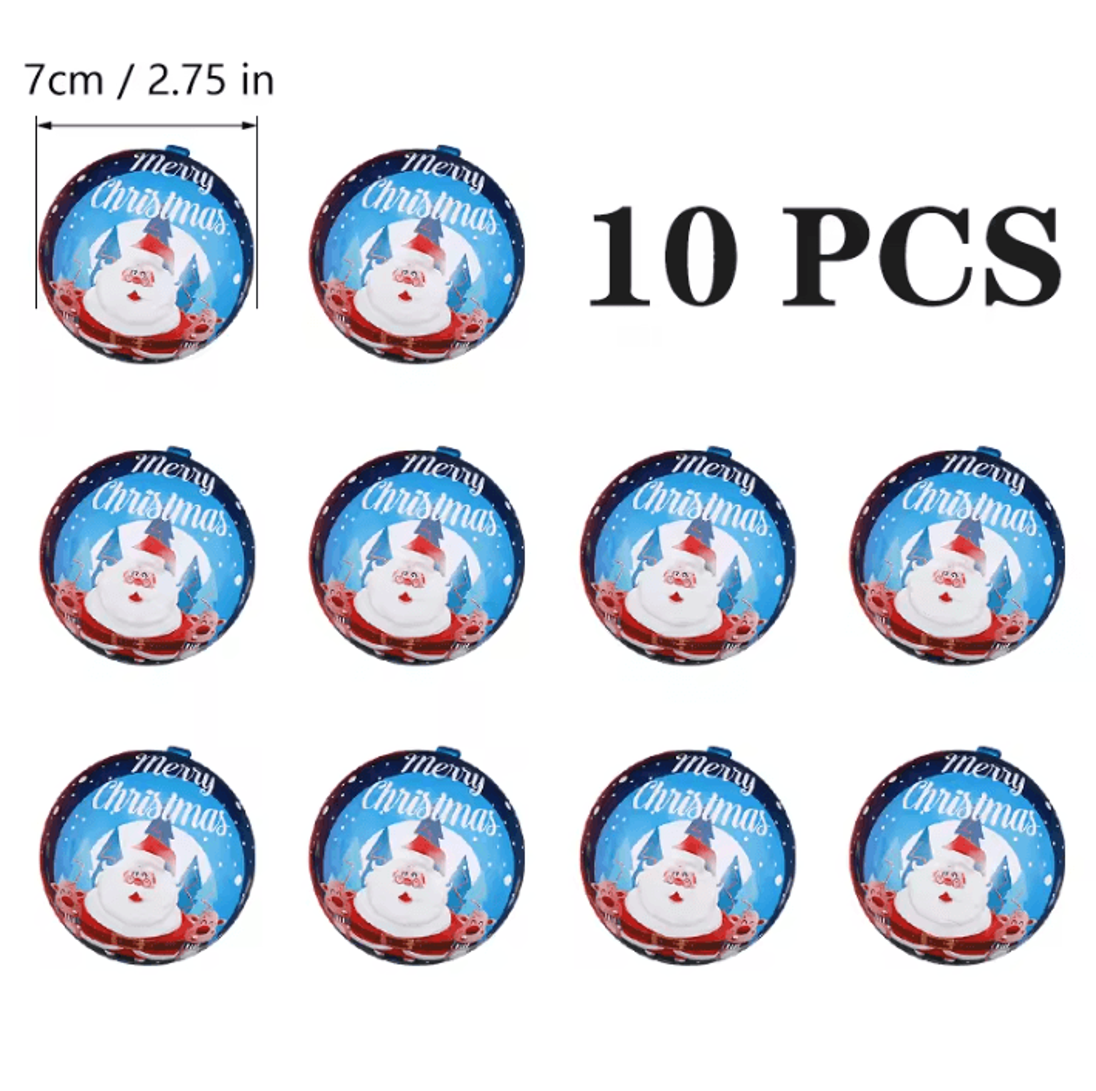 Christmas Ball Candy Gift Boxes Hanging Ornament Tin Storage Containers Set Of 10 11