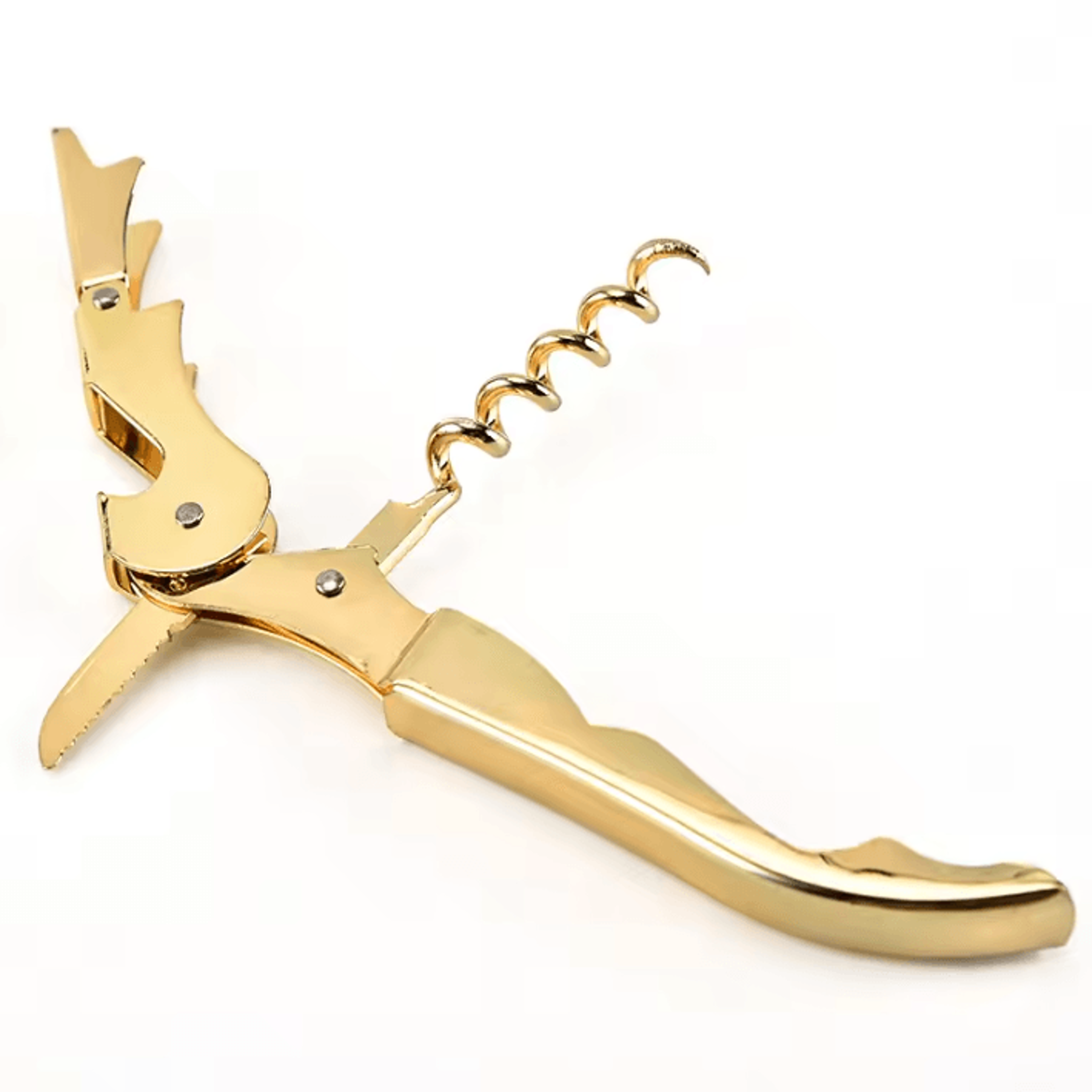 Gold Plated Waiters Corkscrew Multi Function Wine Bottle Opener With Double Hinge 0
