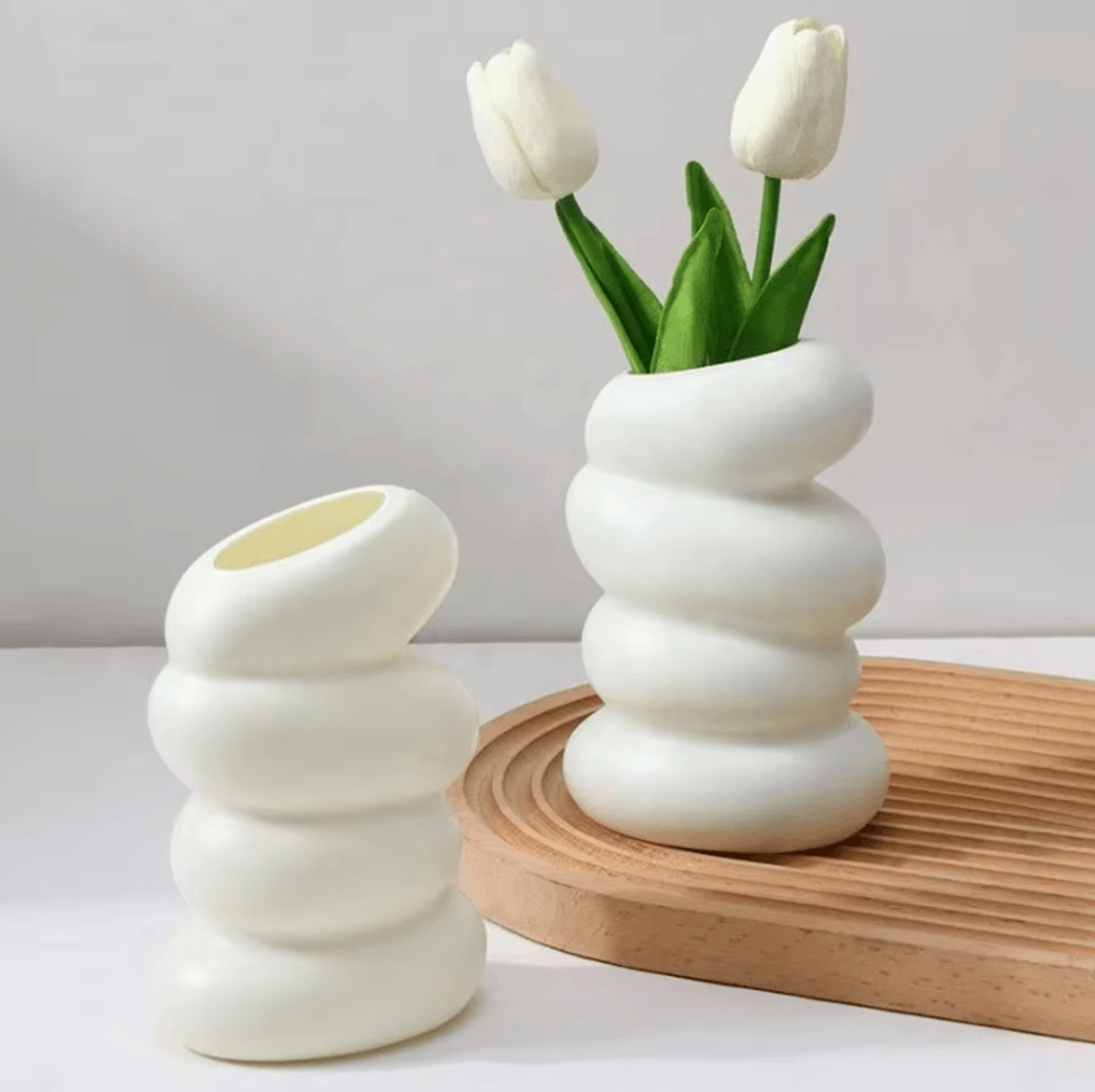 nordic spiral flower vase modern white plastic decorative vase for home decor