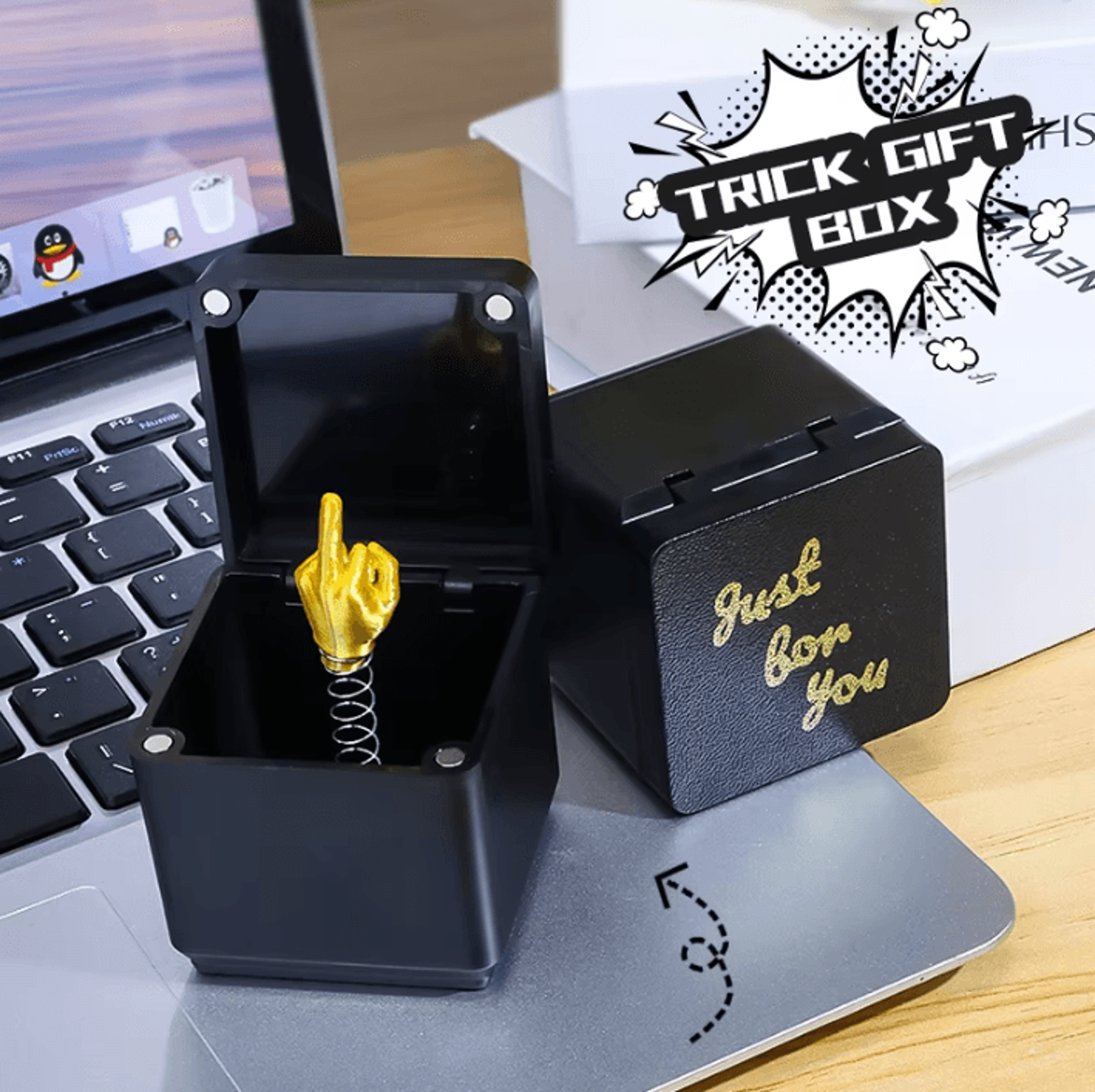 funny pop-up middle finger prank box novelty gag gift for office desk and home decor