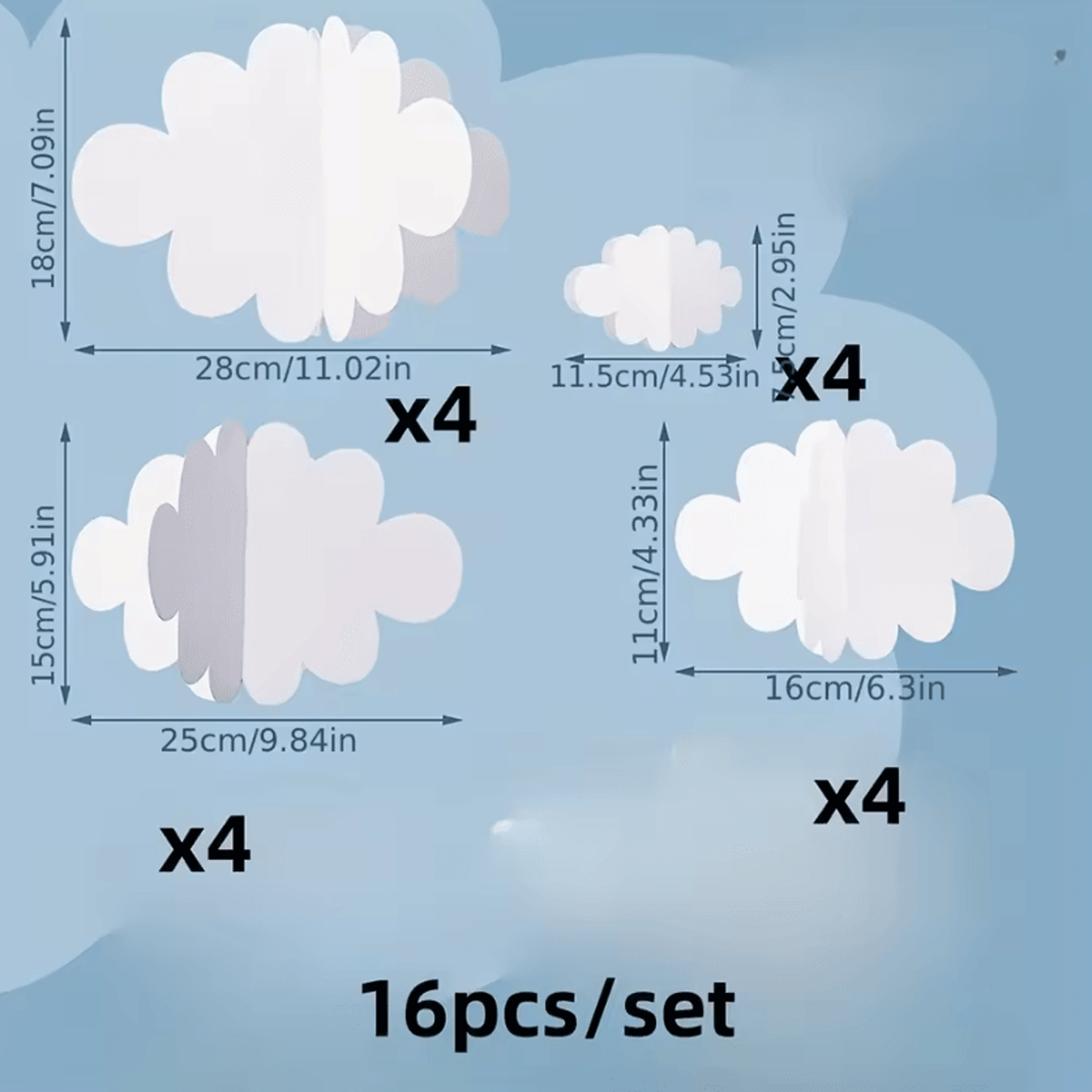 Cloud Felt Party Banner Set Hanging Nursery And Party Ceiling Decorations 4