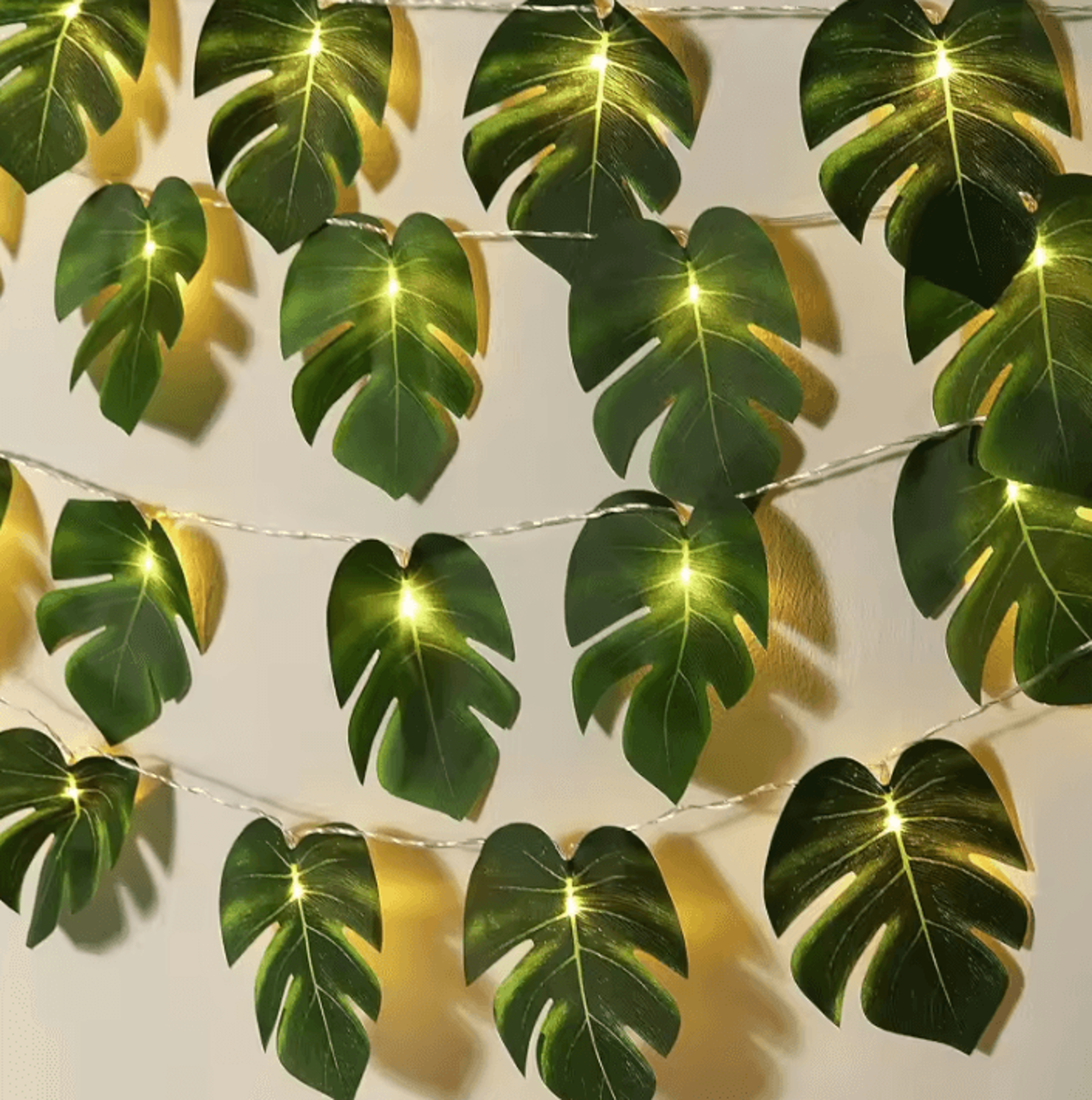 Monstera Leaf String Lights Tropical Palm Leaf Garland For Party And Home Decor 0