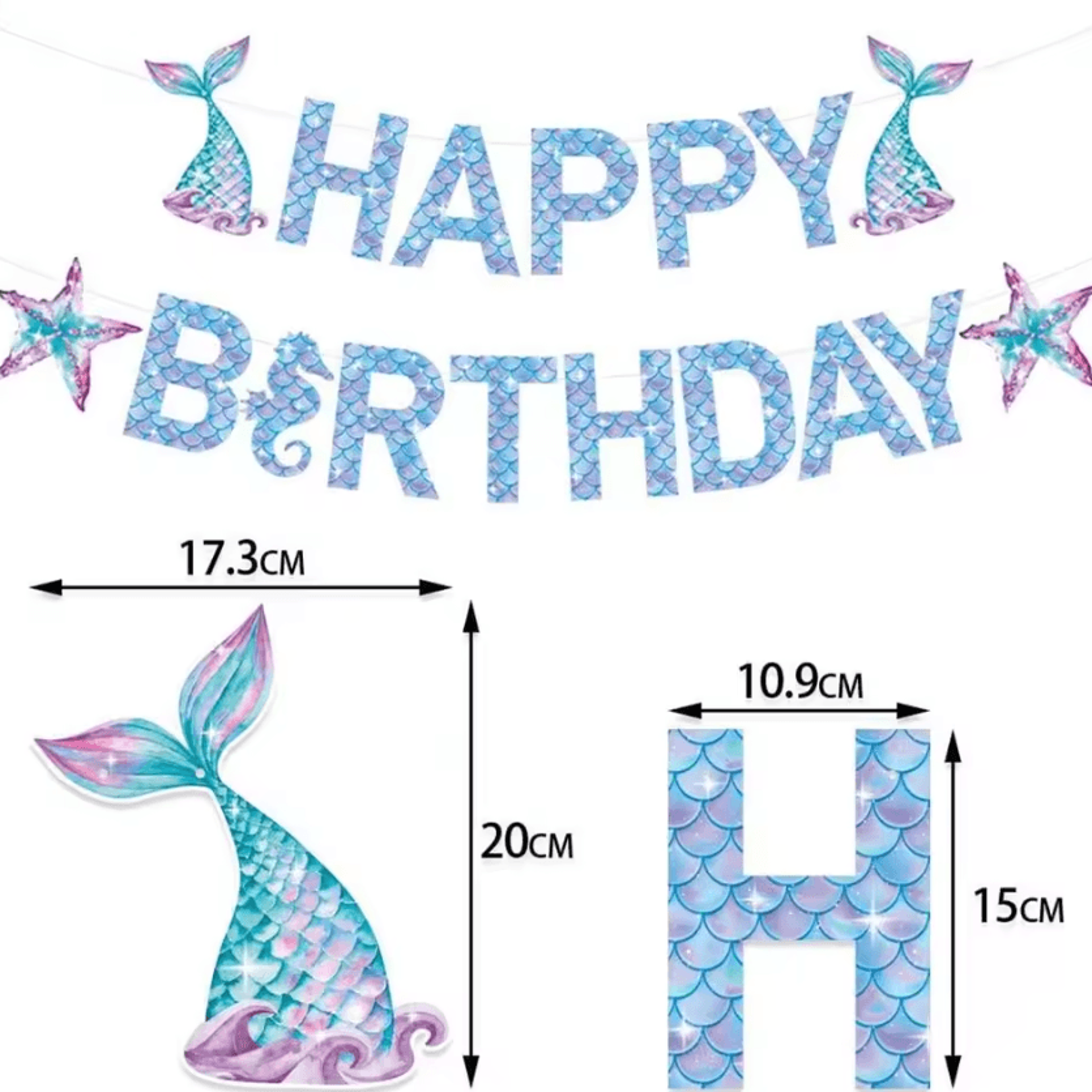 Mermaid Cake And Cupcake Toppers Birthday Party Decorations Set 6