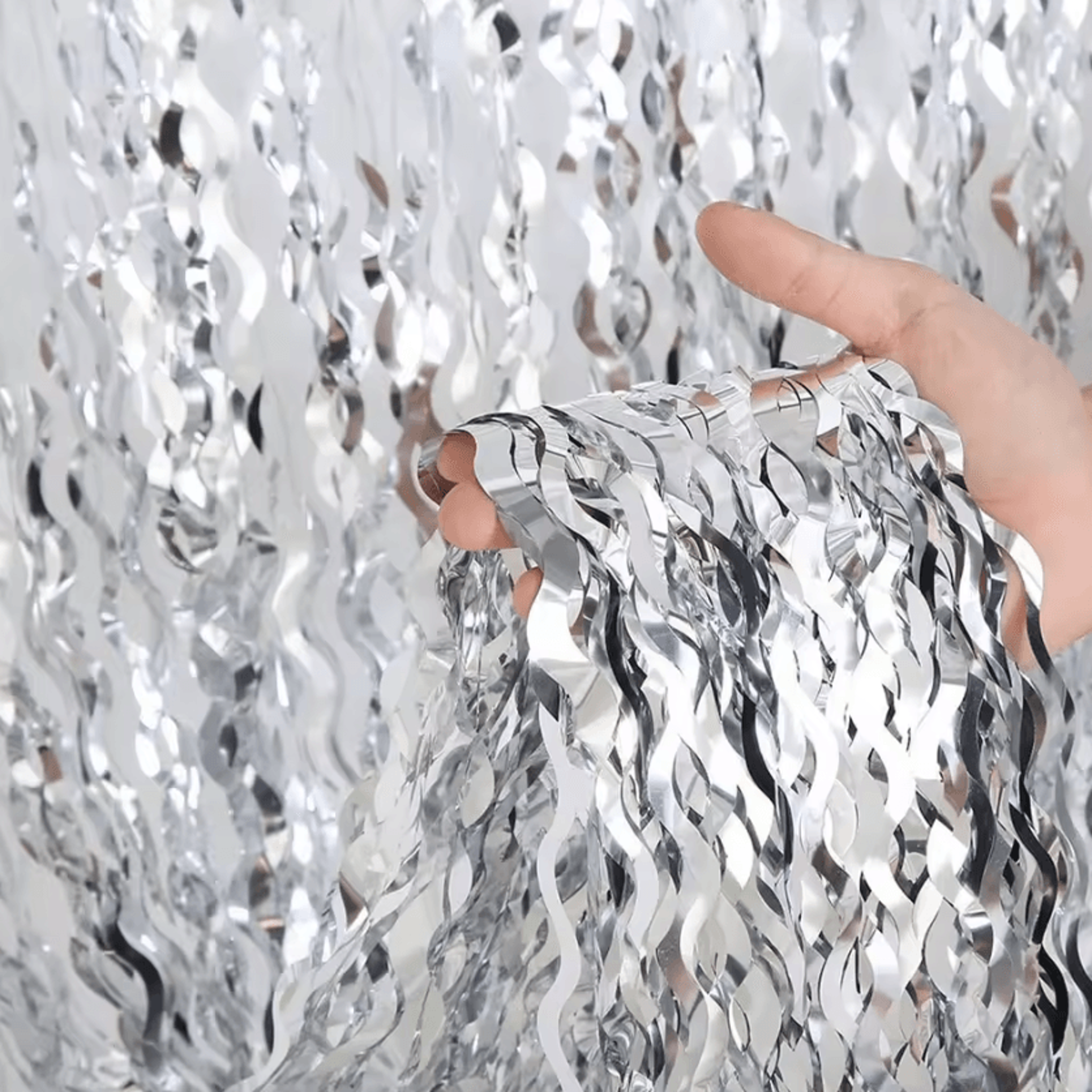 Wavy Tinsel Foil Fringe Curtain Mermaid Party Backdrop For Under The Sea Decorations 1