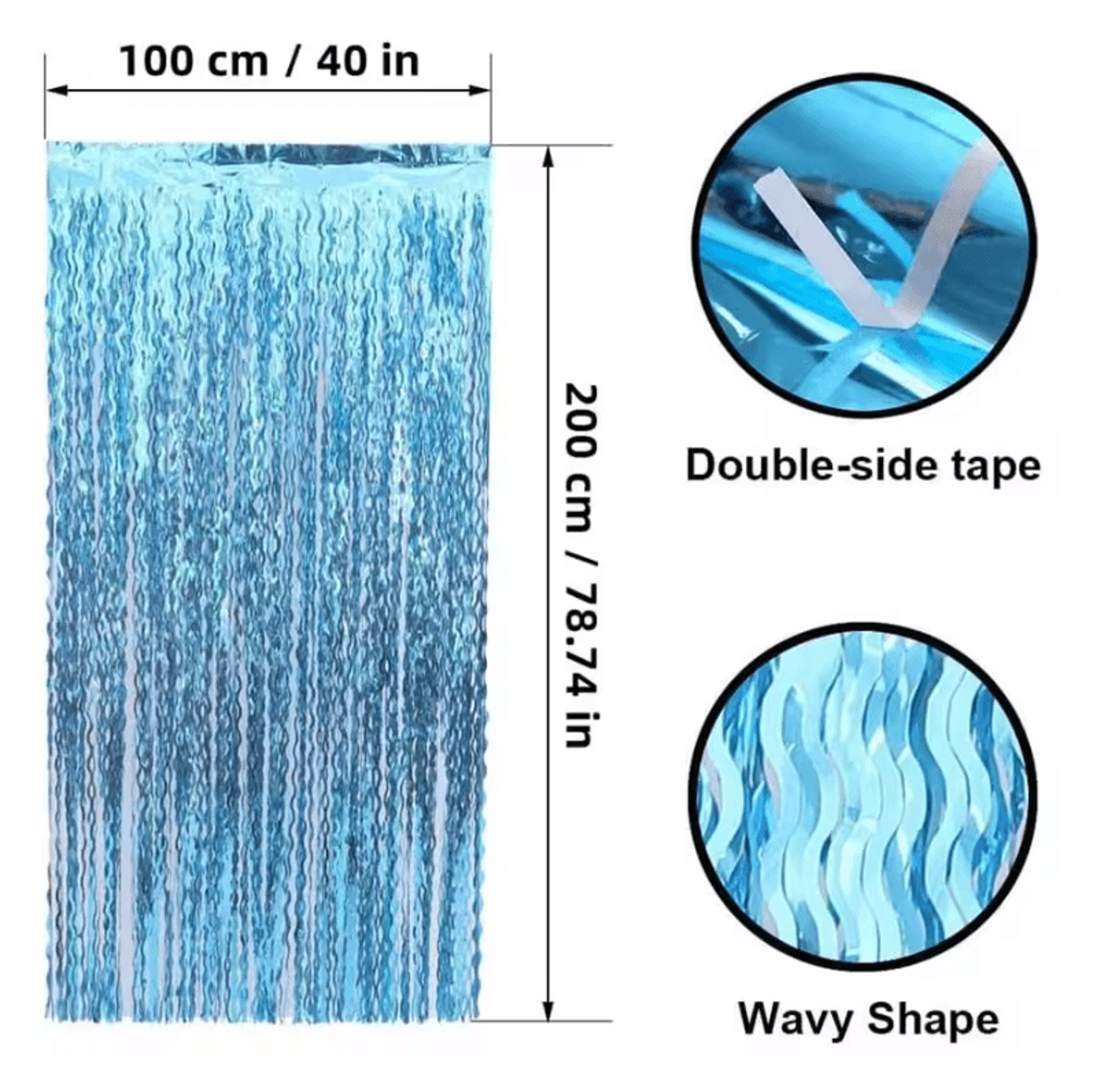Wavy Tinsel Foil Fringe Curtain Mermaid Party Backdrop For Under The Sea Decorations 4