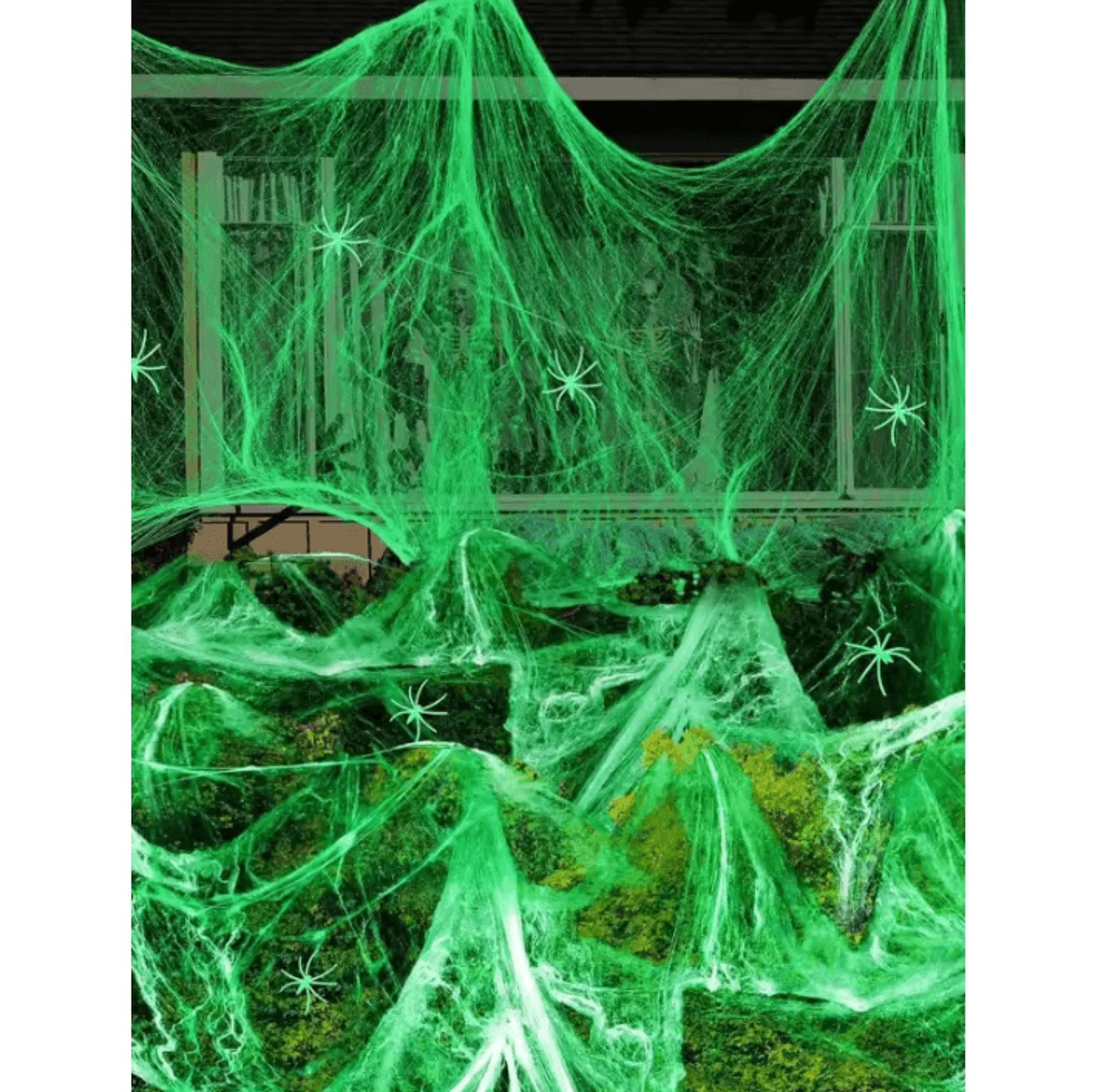 Glow In The Dark Spider Web Decoration Set With Spiders For Halloween Parties 1