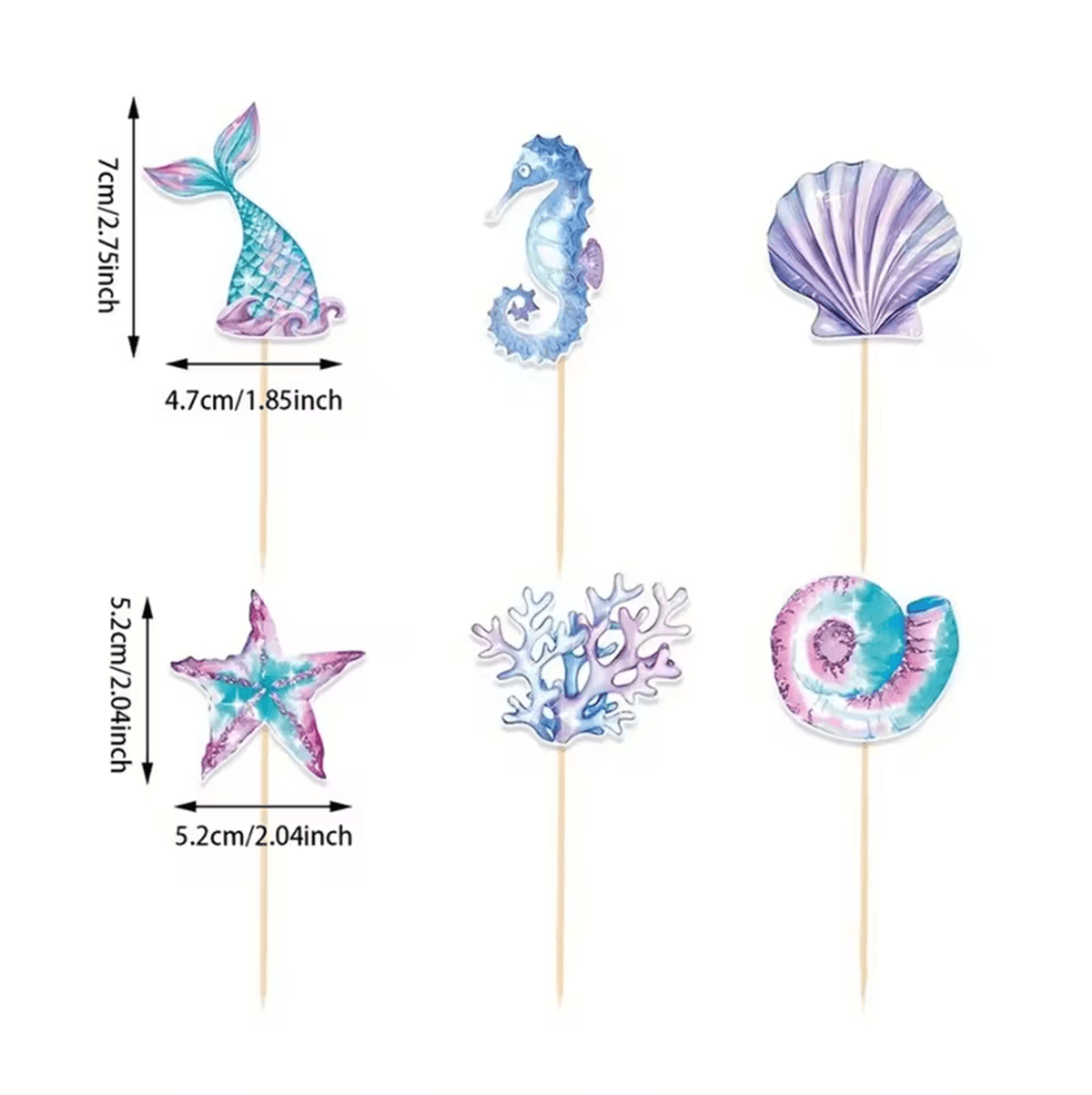 Mermaid Birthday Cake Topper Set Reusable Cupcake Decorations For Girls Party 4