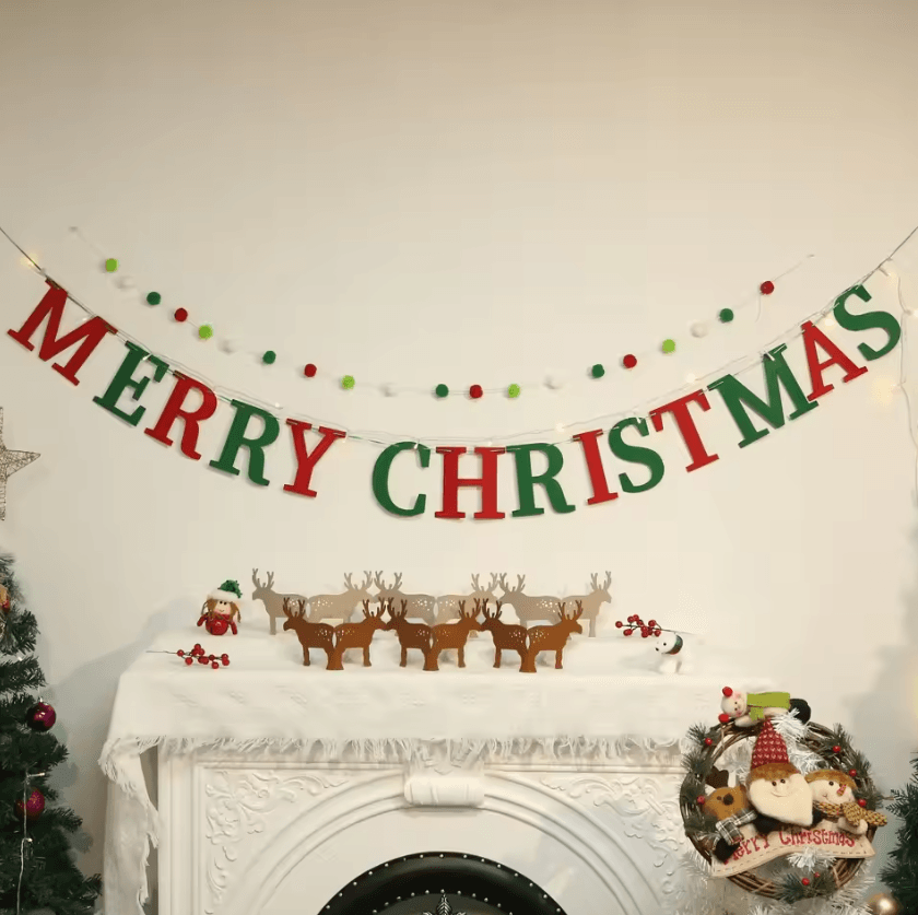 Christmas Felt Banner Holiday Hanging Decoration For Home And Office 4