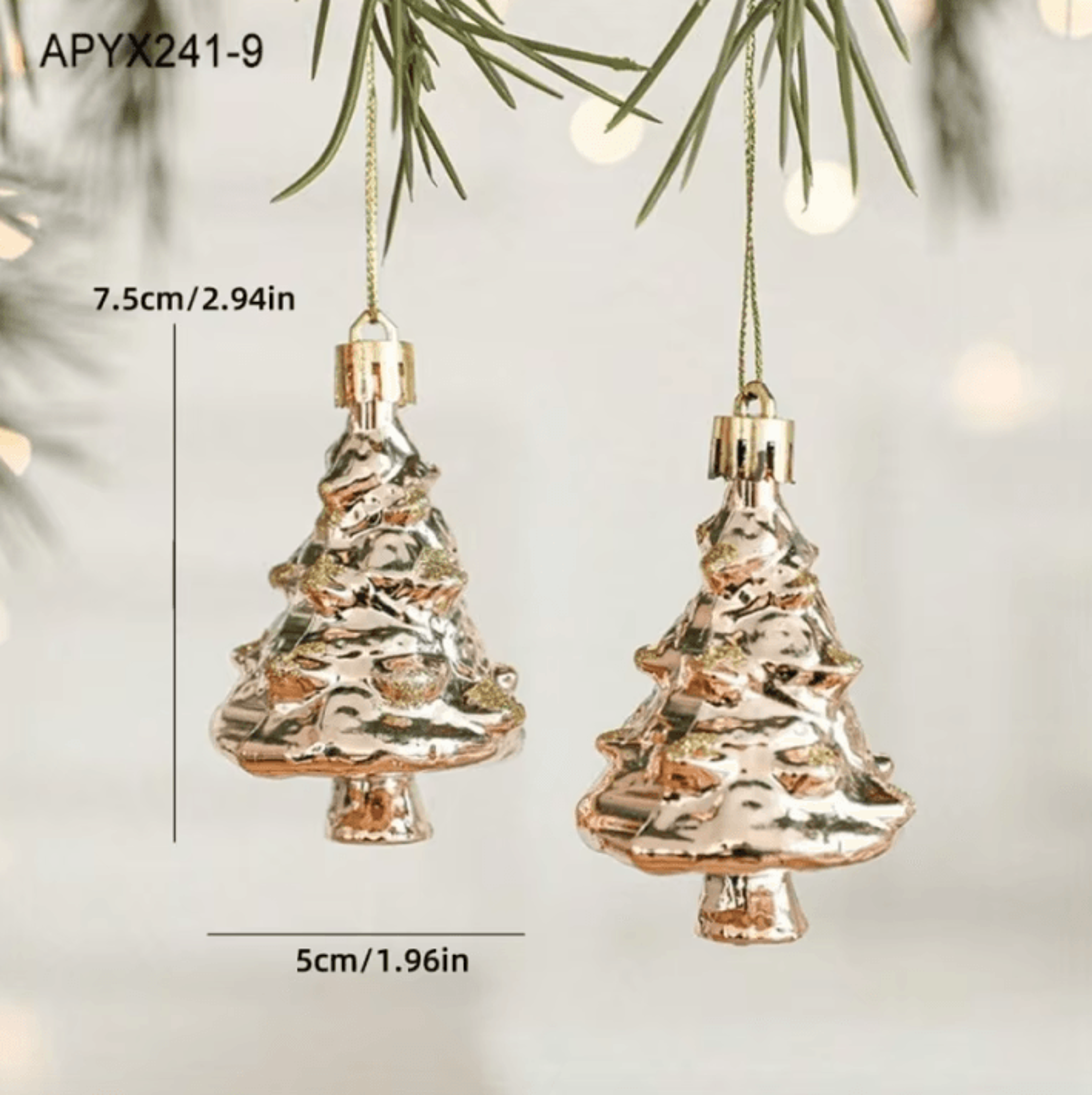 Christmas Hanging Ornaments Plastic Tree Decorations Set 2