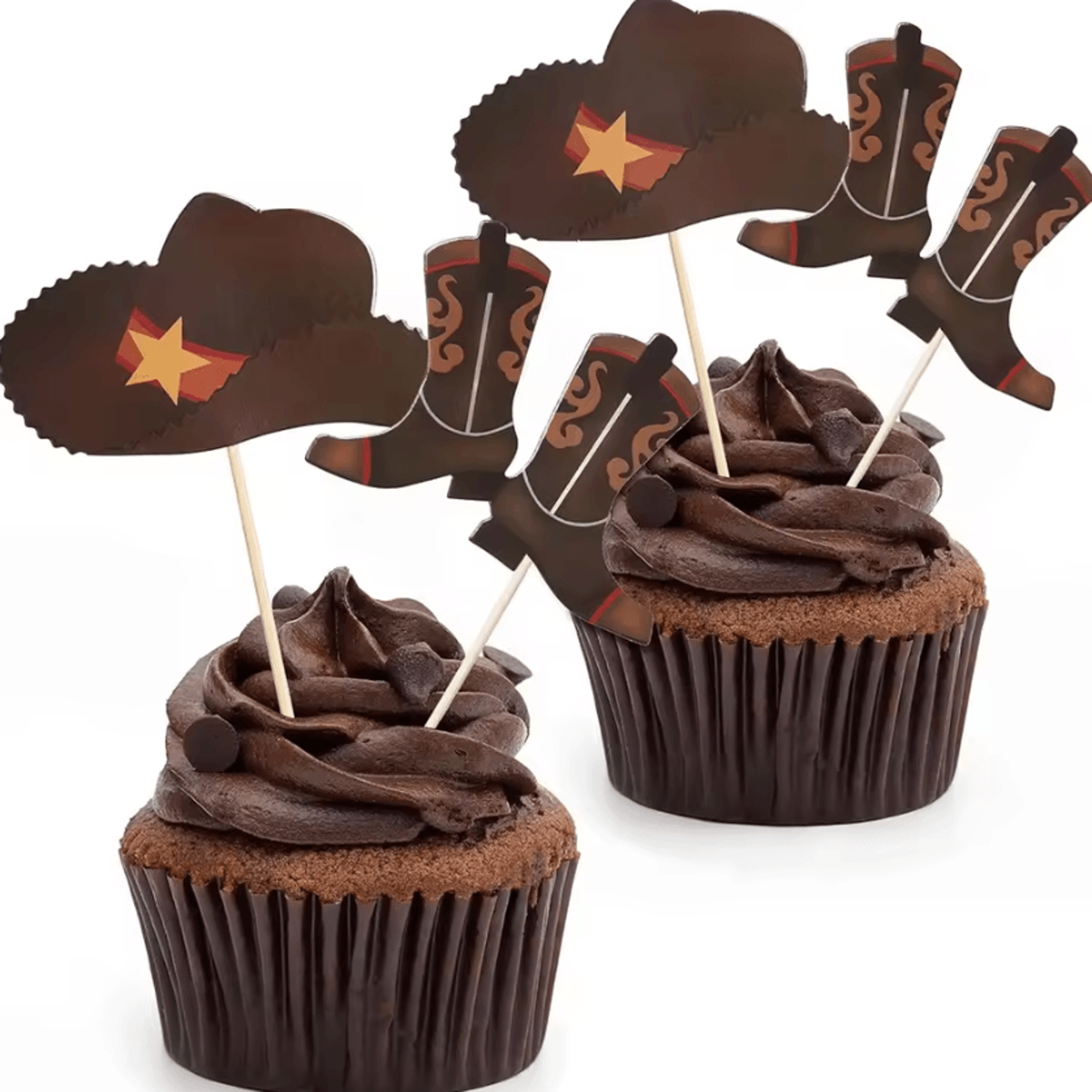 Cowboy Hat And Boots Cupcake Toppers Western Birthday Cake Decorations 5
