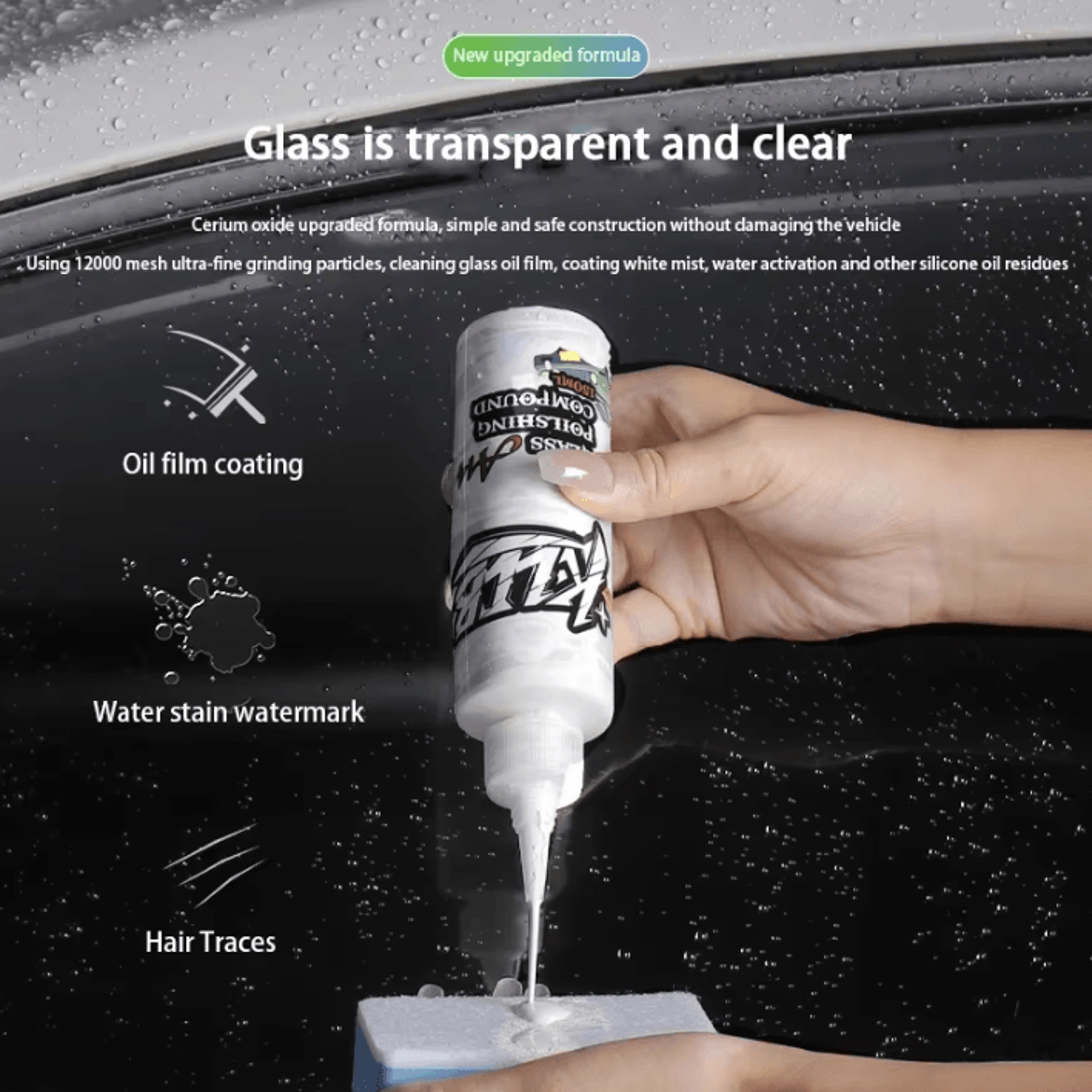 car glass polishing compound – cerium oxide glass polish for water spot & light scratch removal