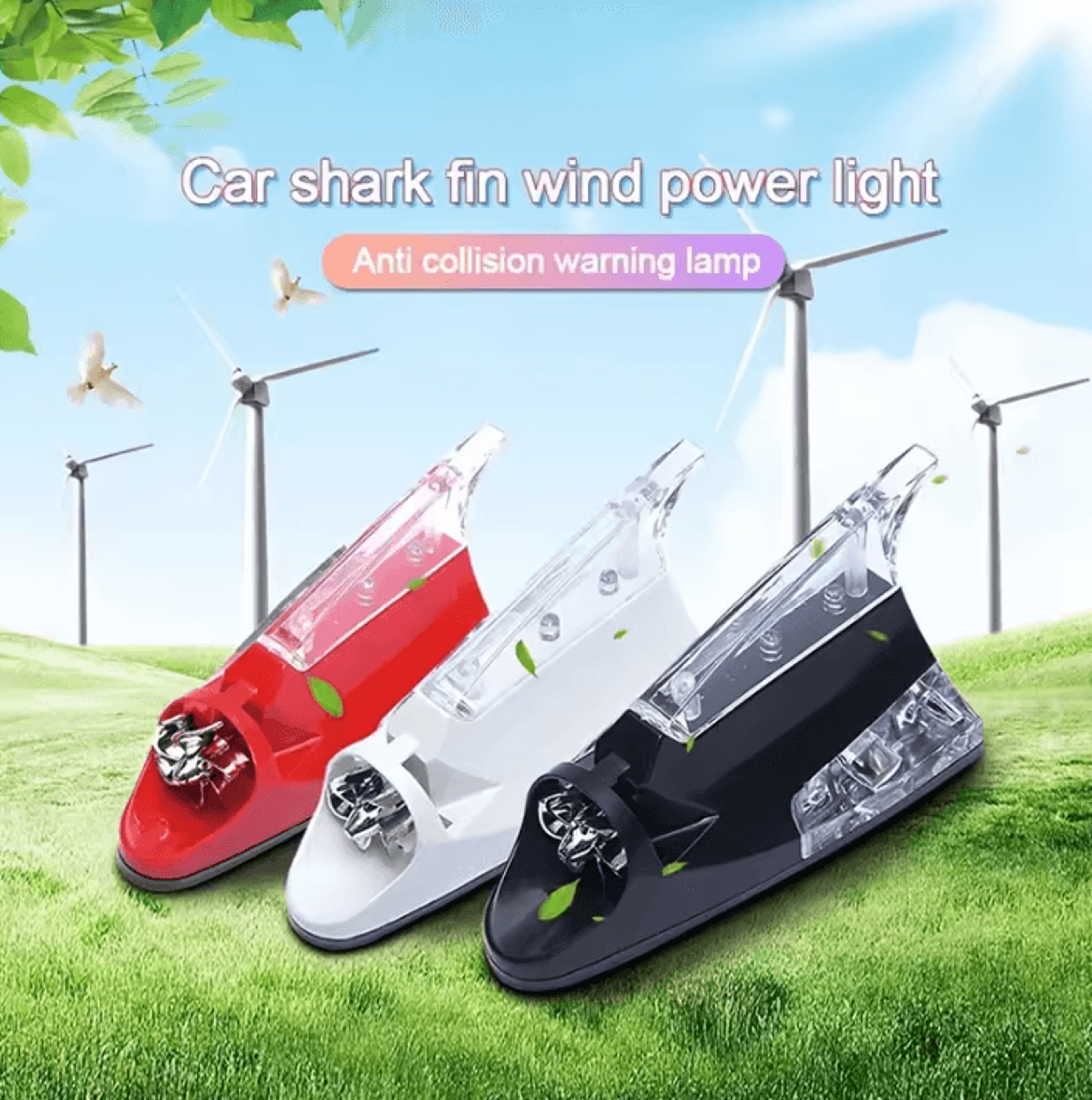 LED Shark Fin Car Antenna  Shark Fin Antenna With LED Warning Light  Signal Enhancement 1