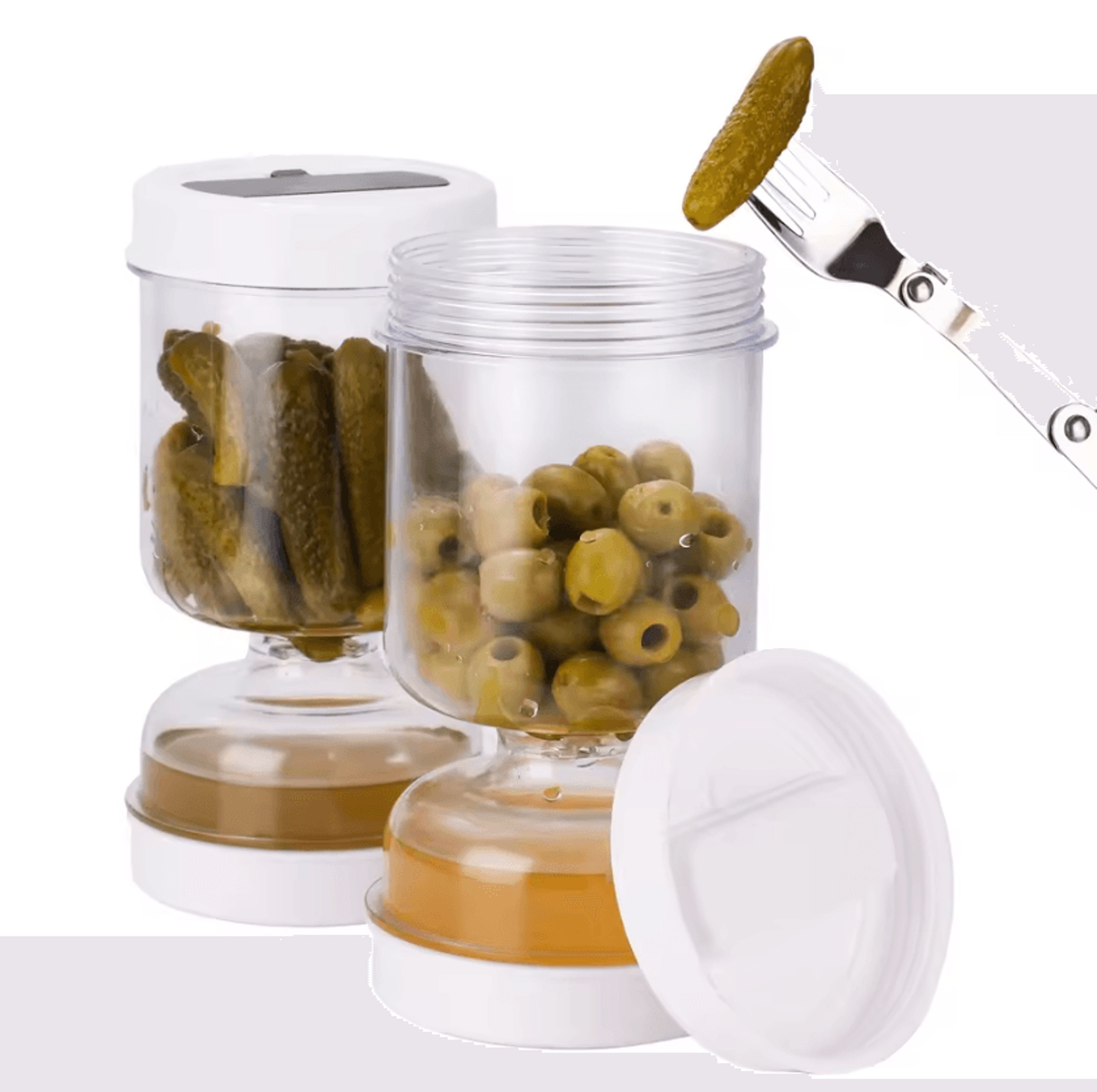 Hourglass Pickle Jar With Strainer And Fork For Easy Serving 5