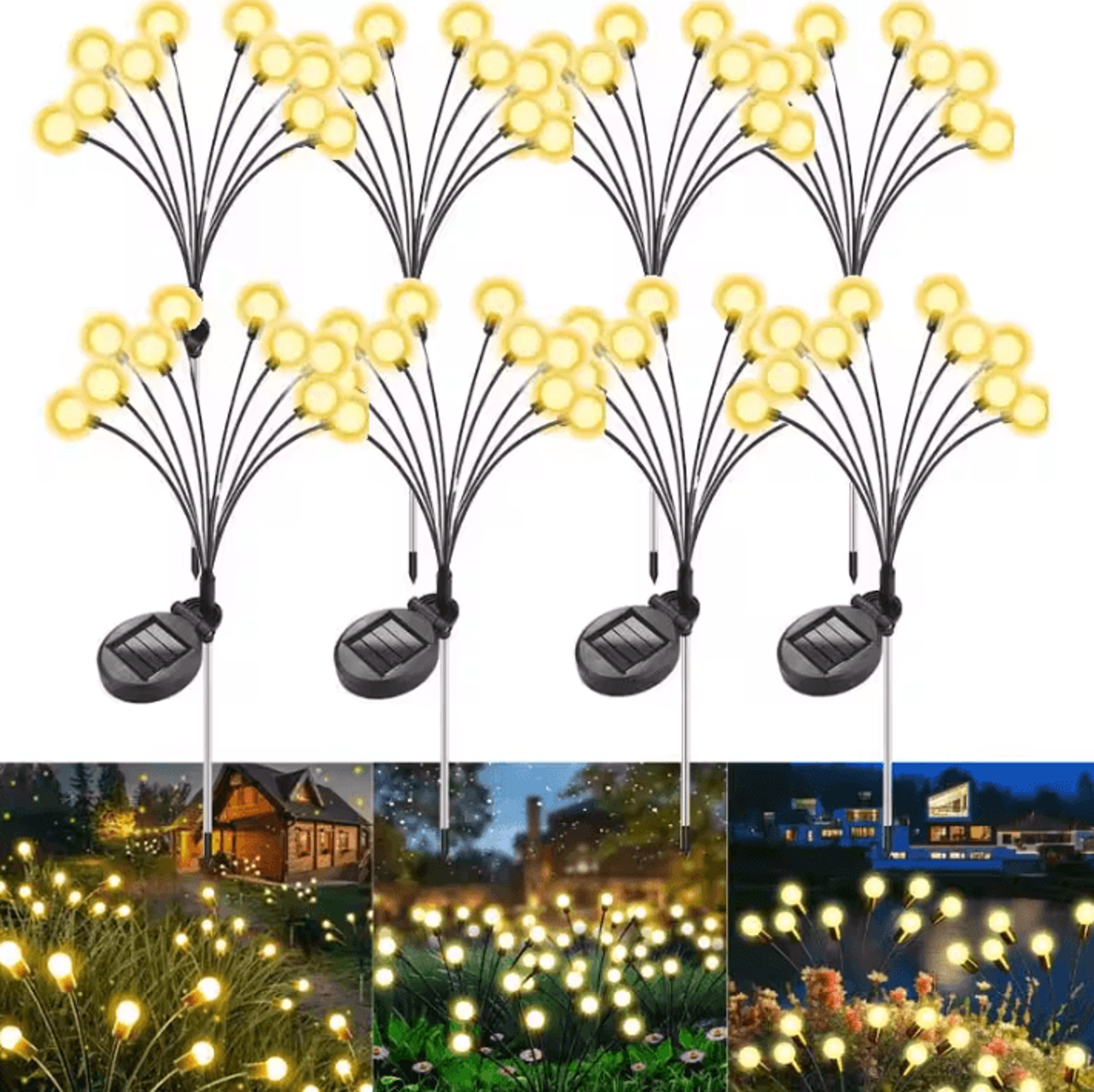 8-piece solar firefly garden lights – waterproof solar garden lights for lawn, pathway & landscape decor