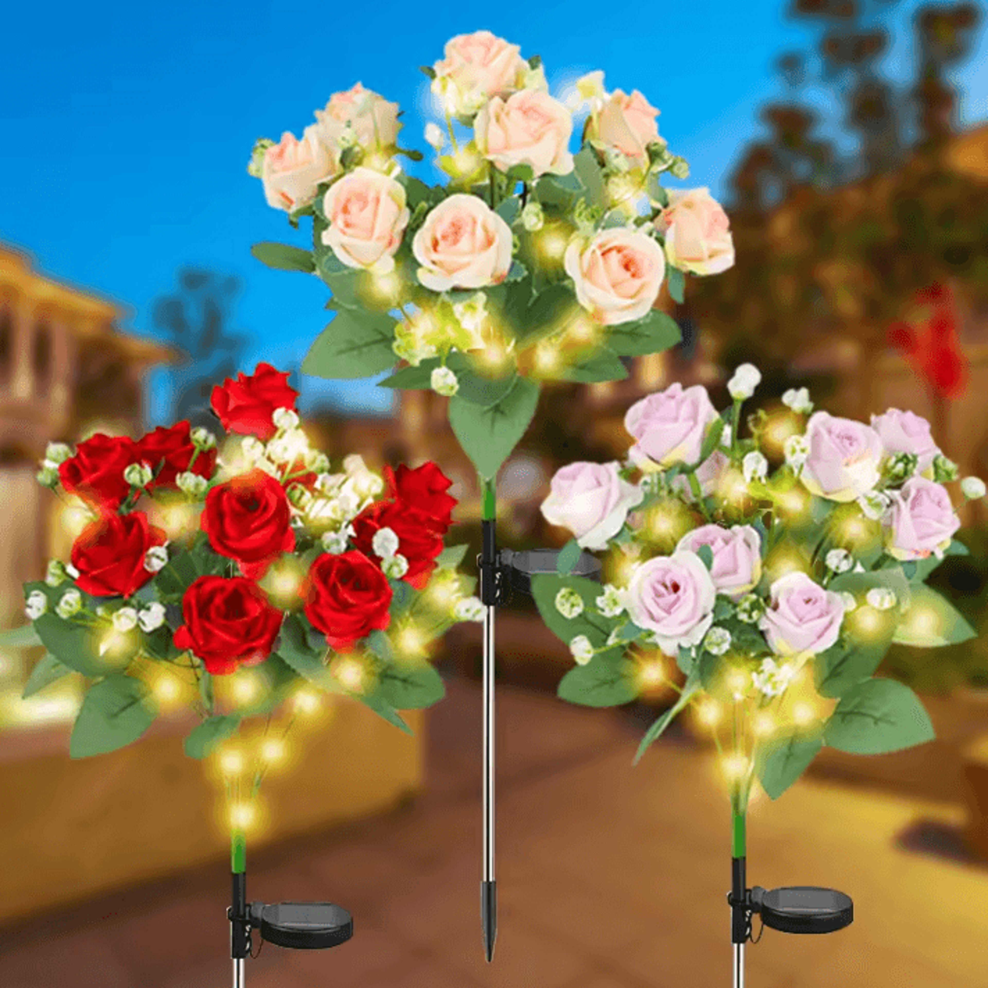 solar azalea flower garden lights – waterproof solar flower lights for yard, lawn, pathway & outdoor decor