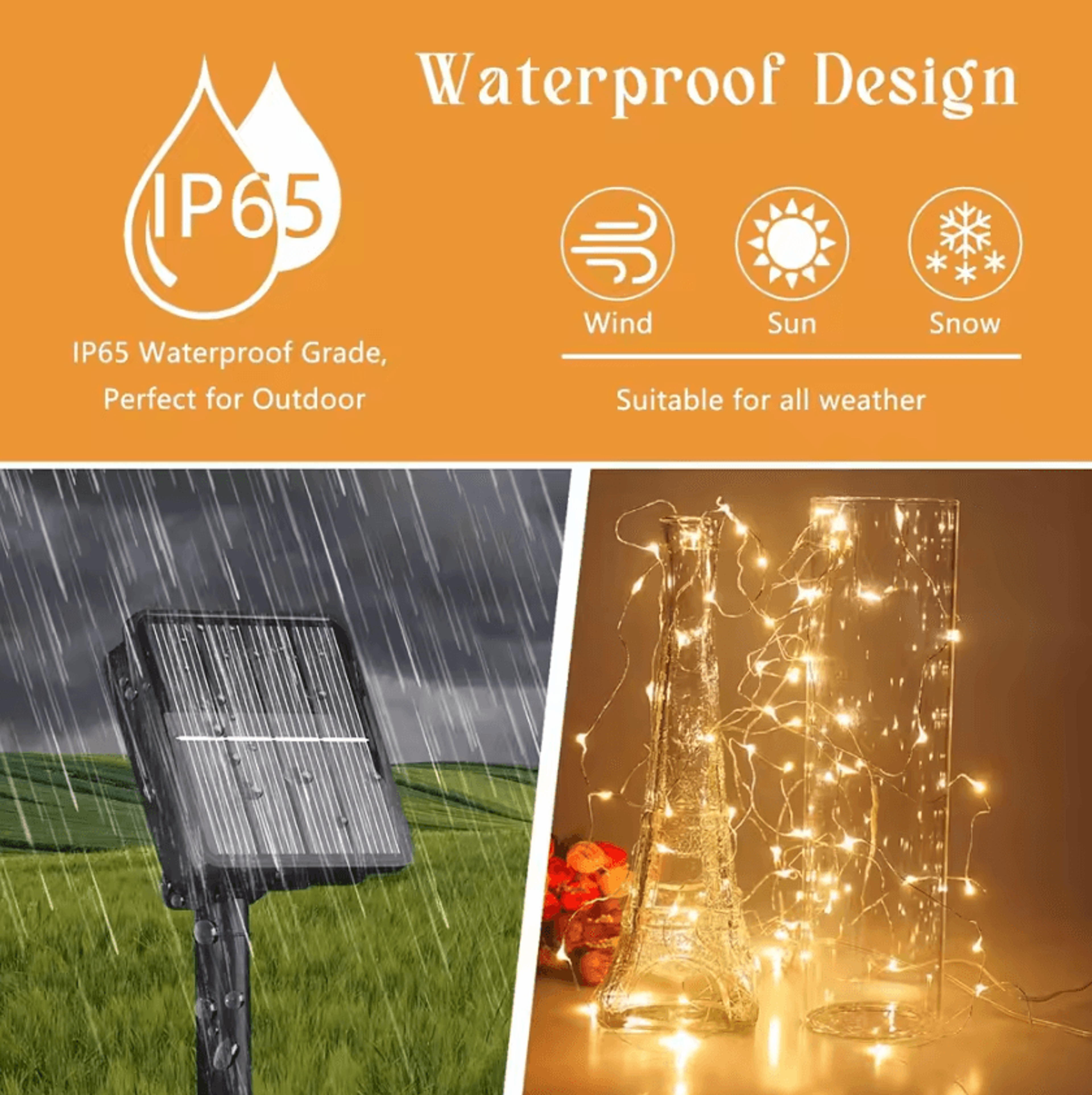 100 LED Solar Fairy String Lights  Waterproof Solar Fairy Lights With 8 Lighting Modes For Garden W 2