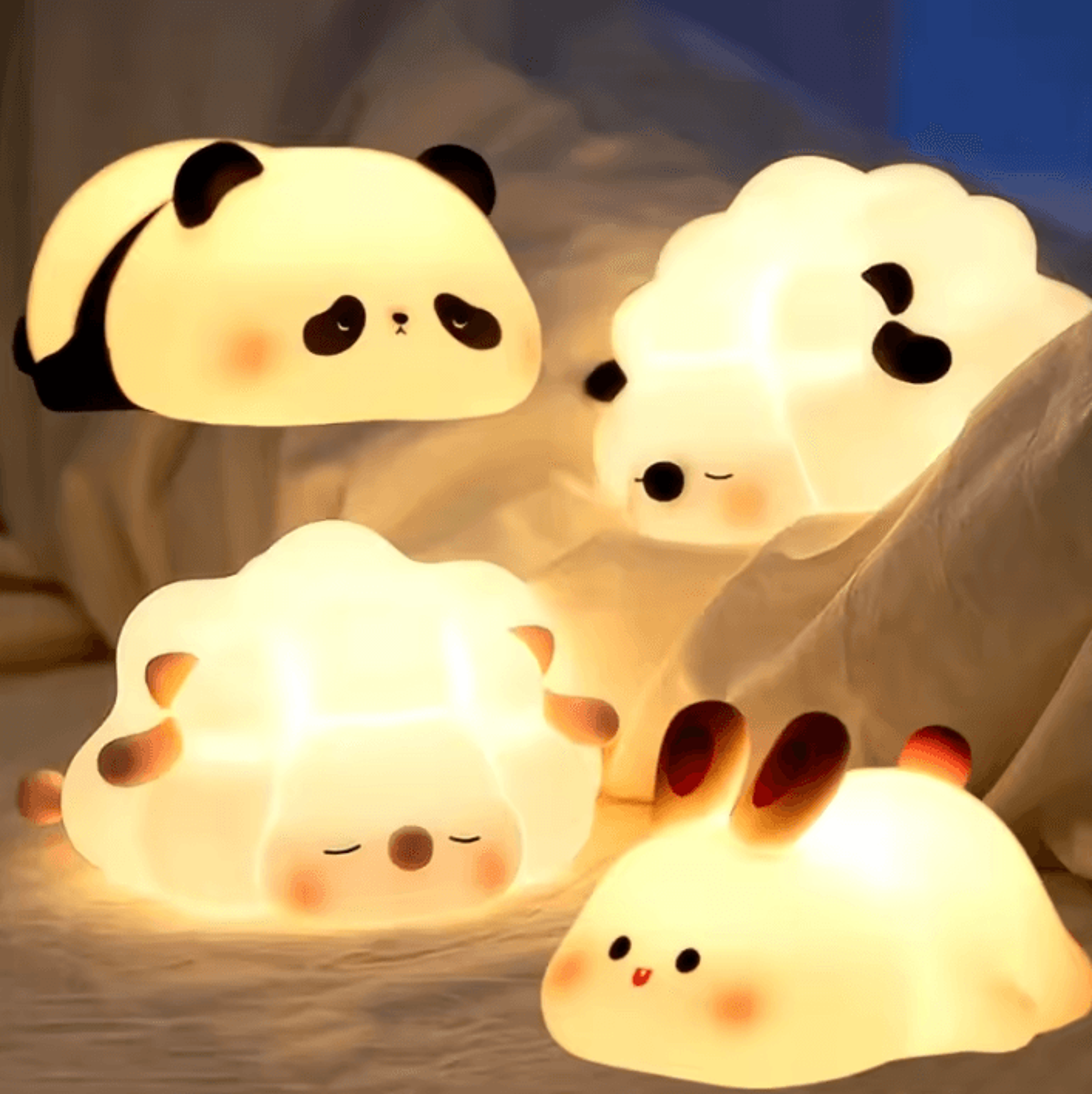 Cute Silicone Animal Night Light  Silicone Night Light USB Rechargeable Panda Rabbit  Sheep Lamp Fo 0