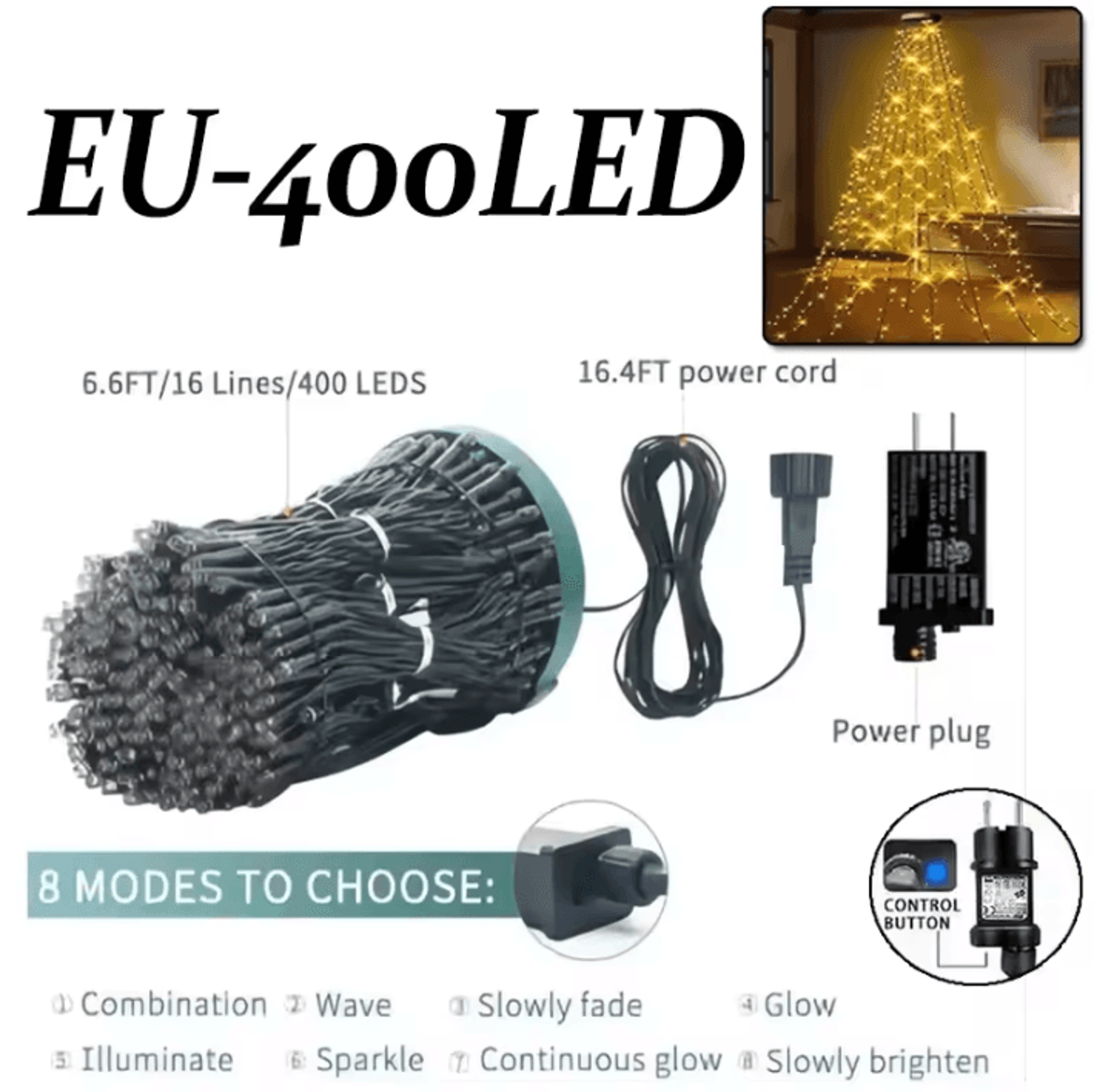 400 LED Christmas Tree Topper Star Lights  Christmas Tree Topper Lights With Waterfall Effect Timer 5