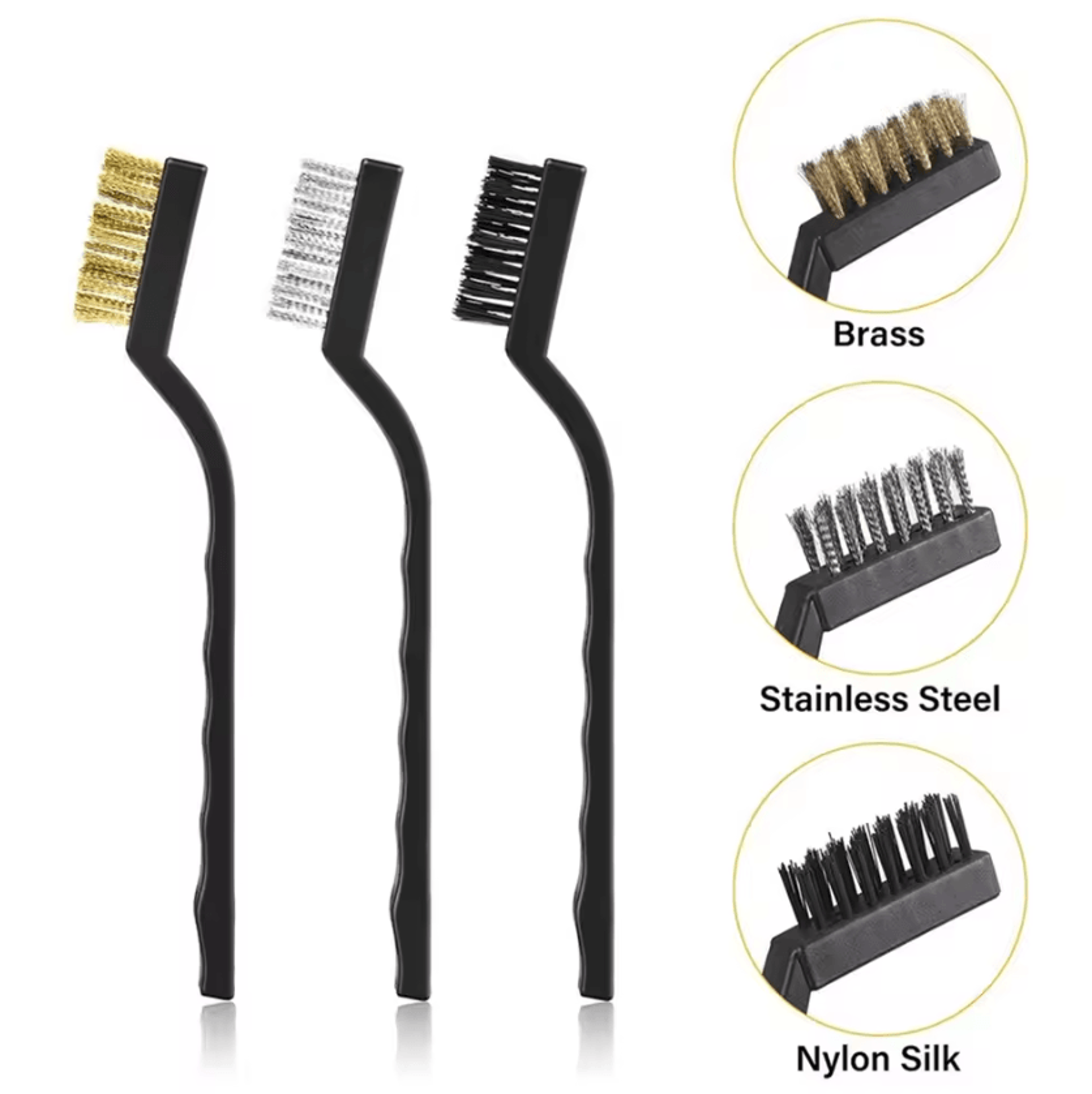17cm Wire Brush Set  Wire Brush Set With Stainless Steel Brass  Nylon Brushes For Rust Removal  Sur 1