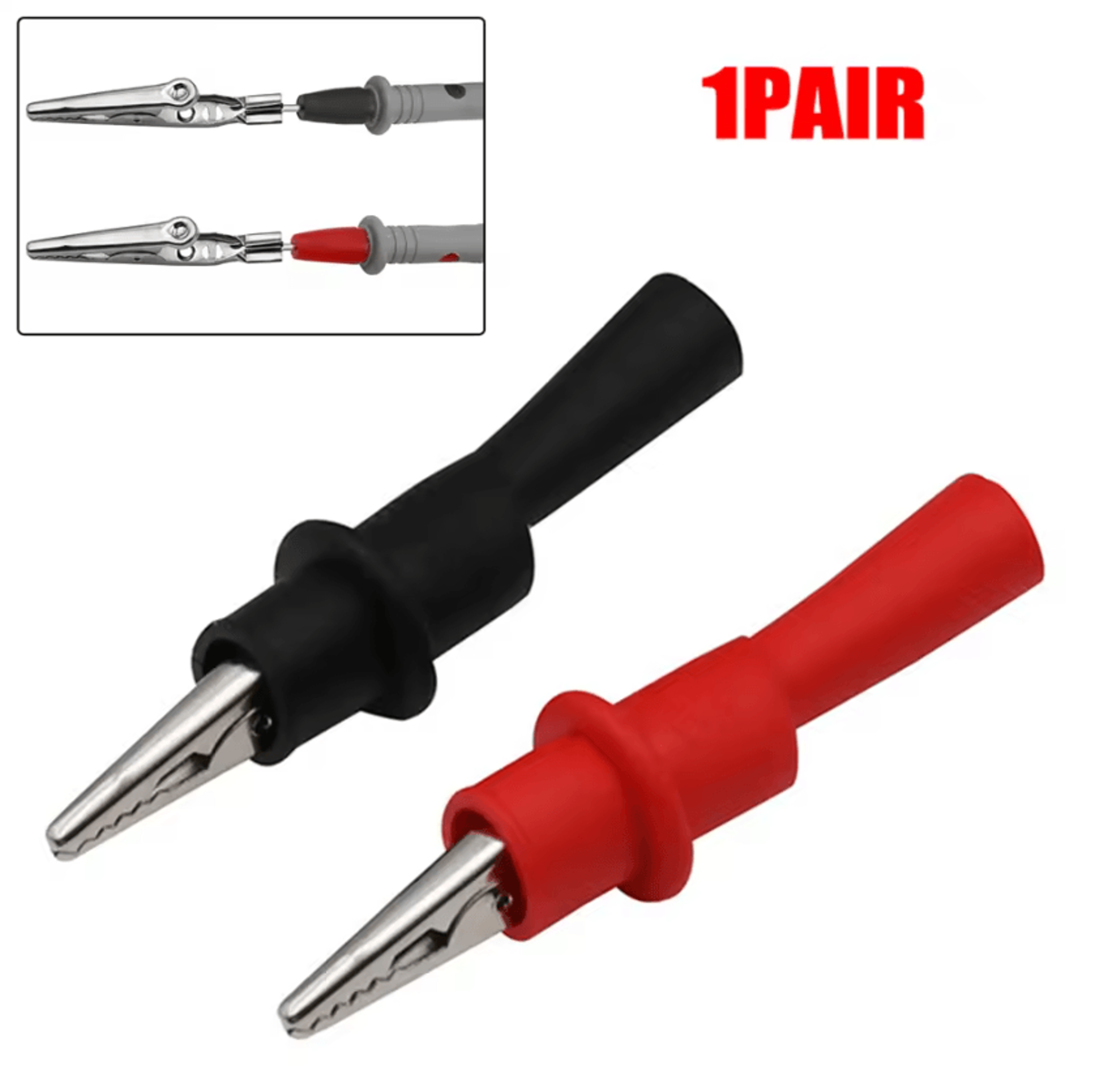2Pack Multimeter Alligator Clips 10A 1000V Test Clip Leads Red  Black For Electrical Testing 0